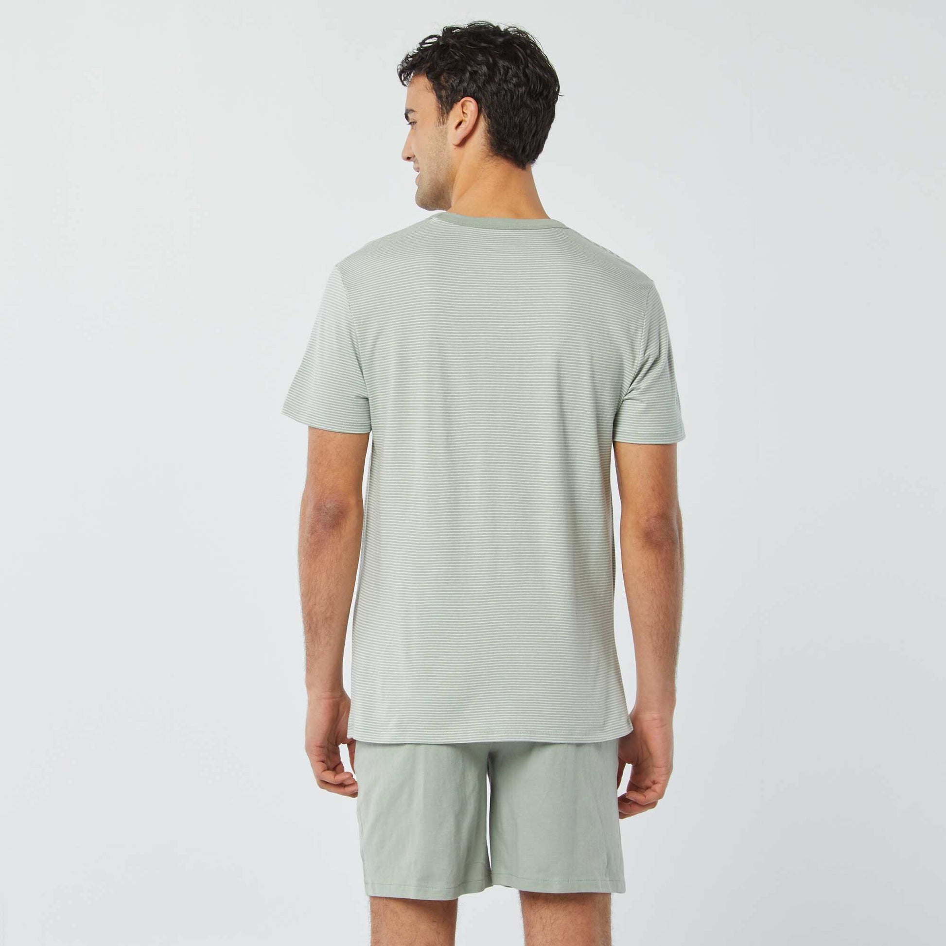 Pyjama court short + t-shirt - 2 poches VERT