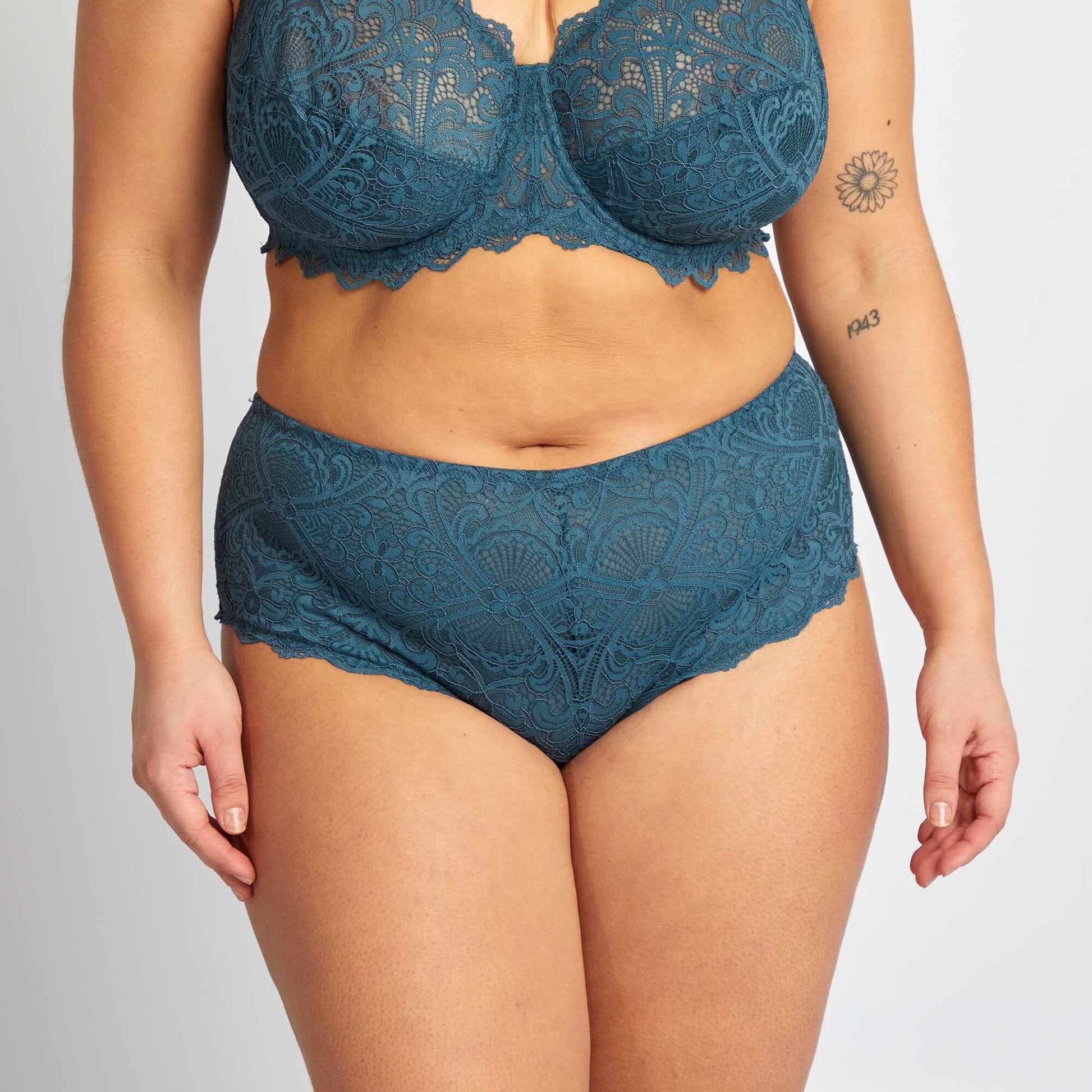 Culotte en dentelle et en microfibre BLEU