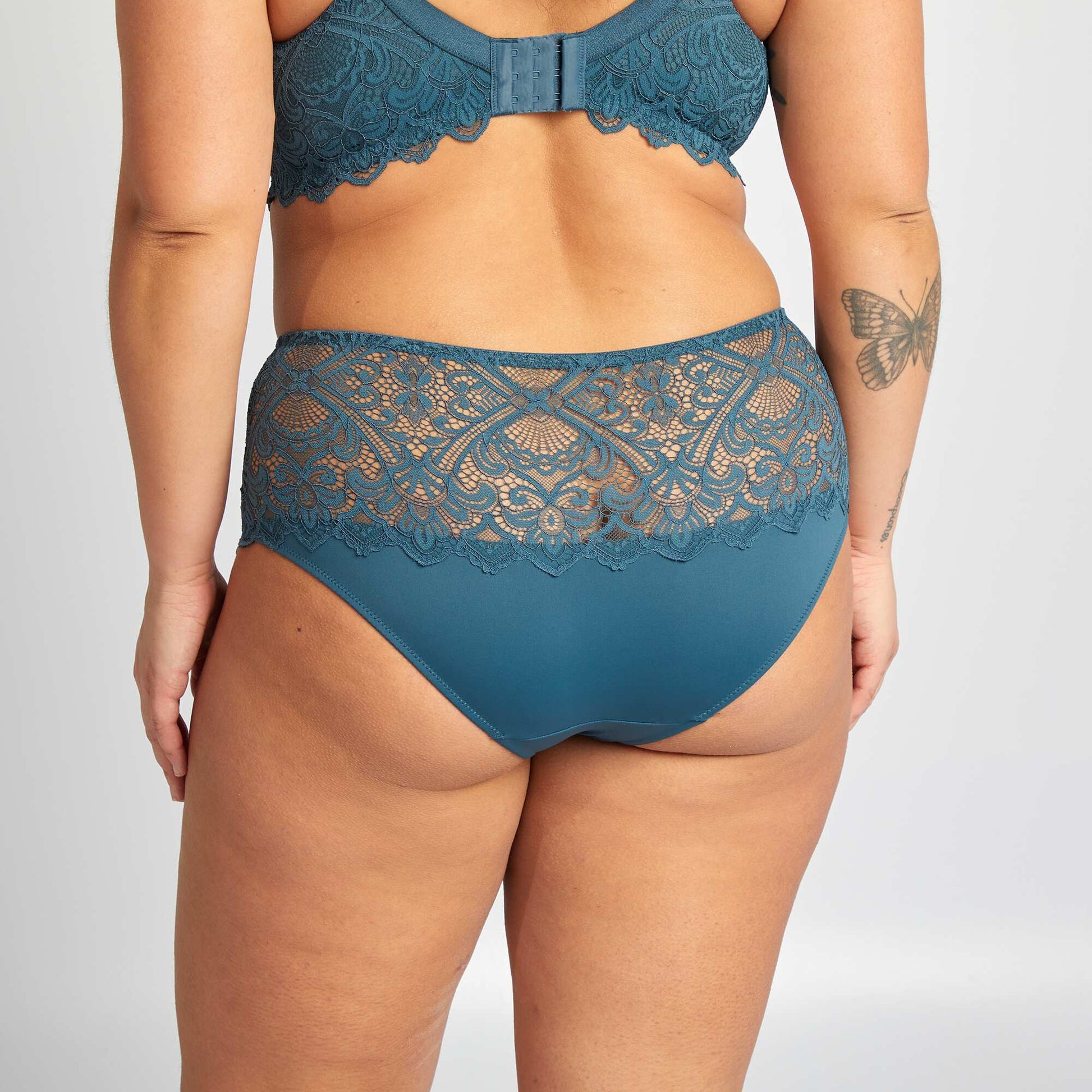 Culotte en dentelle et en microfibre BLEU