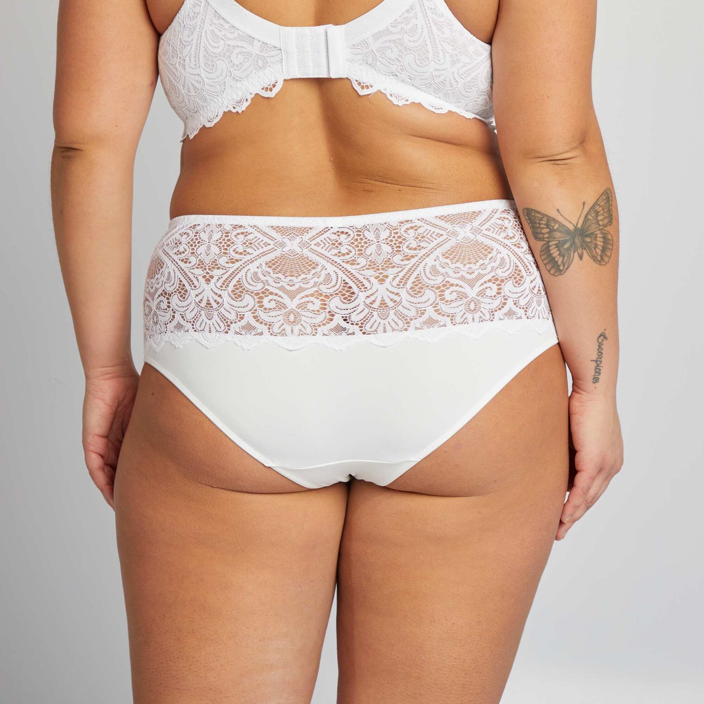 Culotte en dentelle et en microfibre BLANC