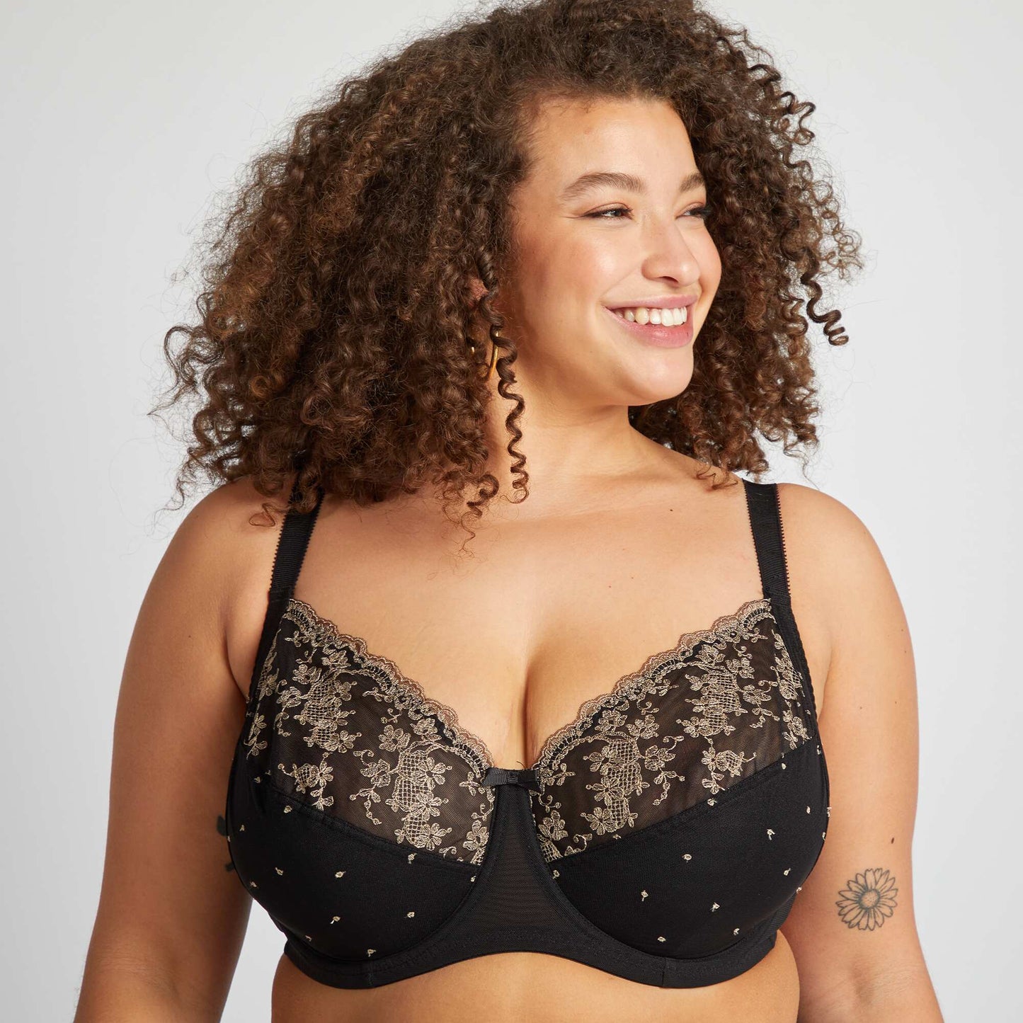 Soutien-gorge en mesh et broderies NOIR