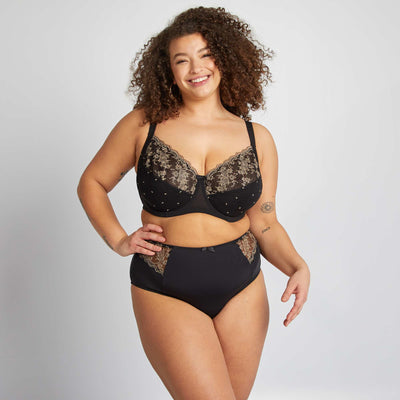 Culotte en microfibre avec broderies NOIR