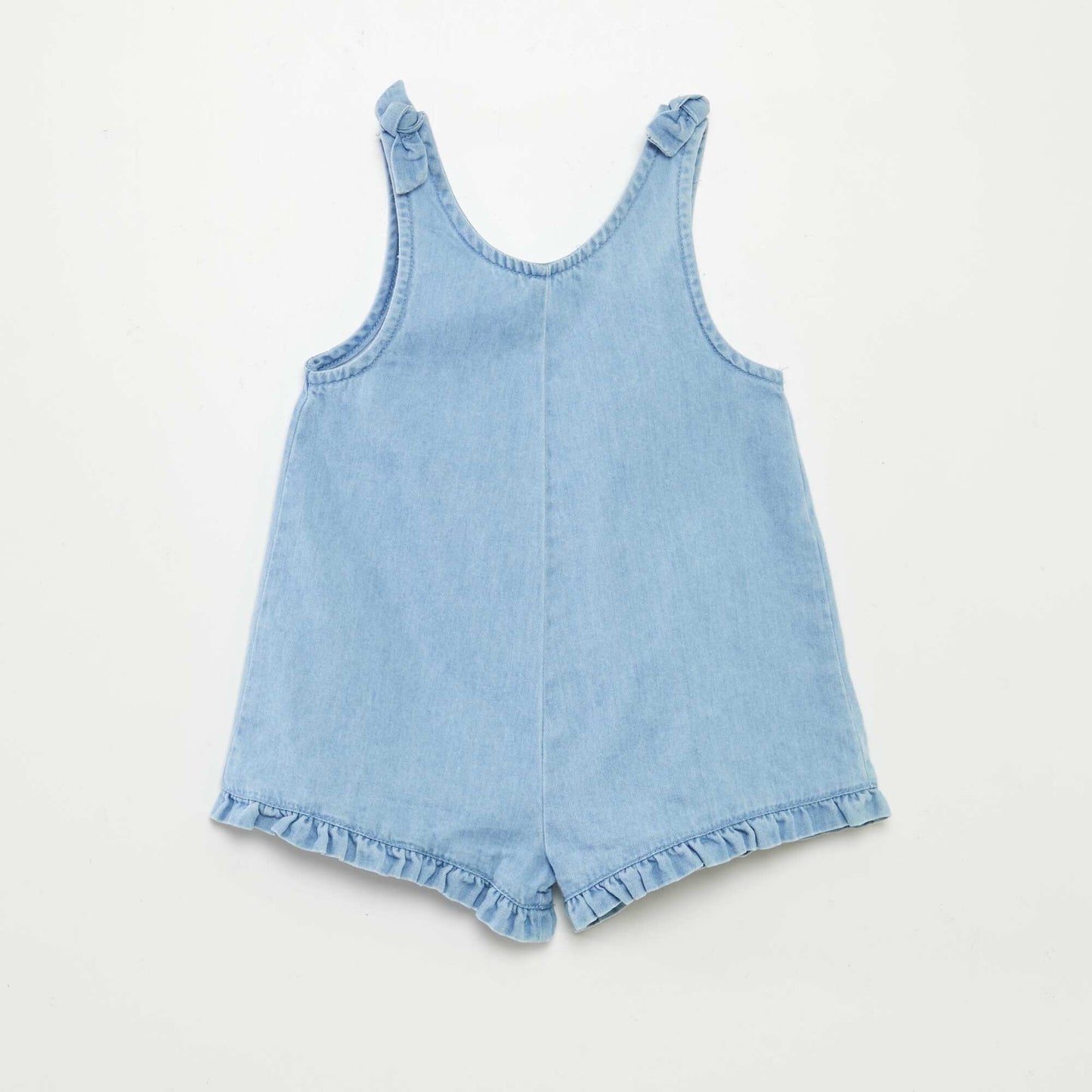 Salopette volantée en denim BLEU
