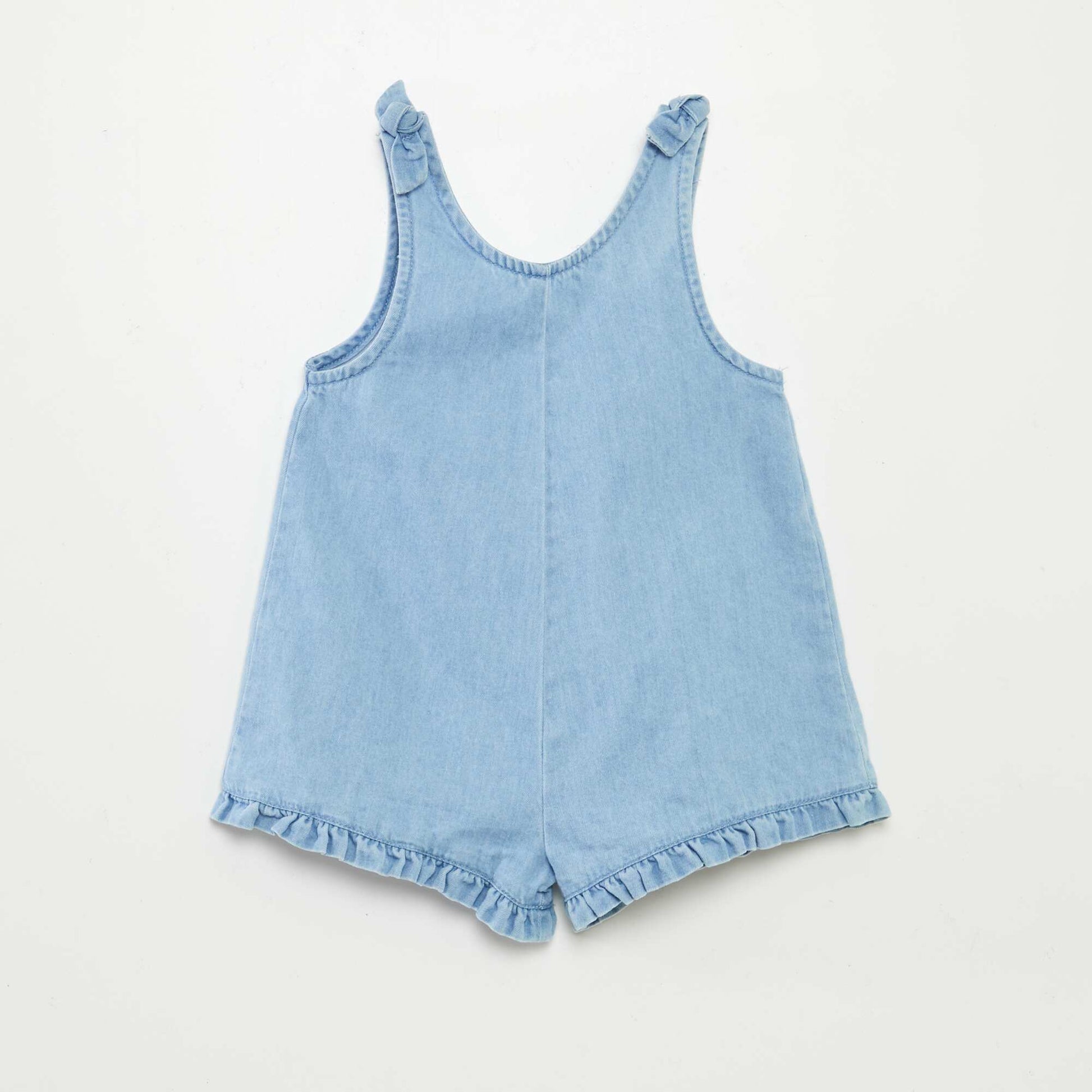 Salopette volantée en denim BLEU