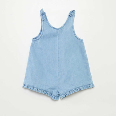 Salopette volantée en denim BLEU