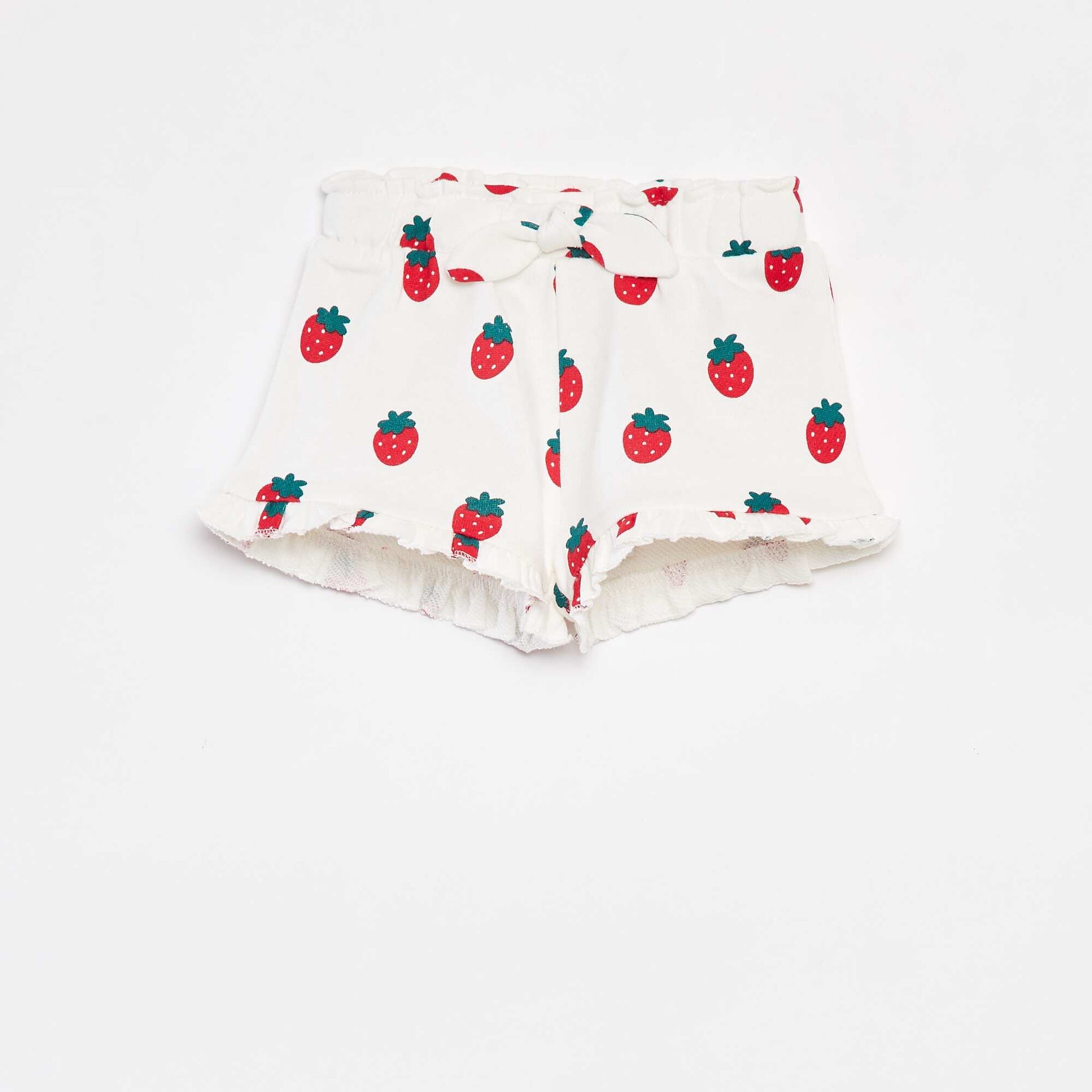 Short en molleton léger imprimé BLANC