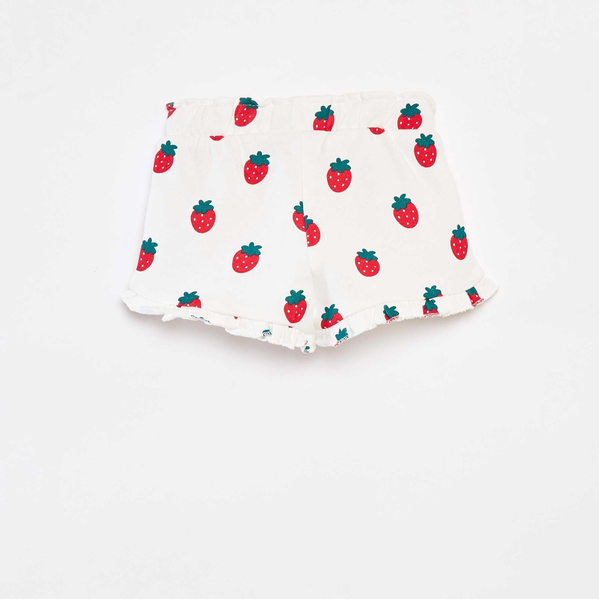Short en molleton léger imprimé BLANC