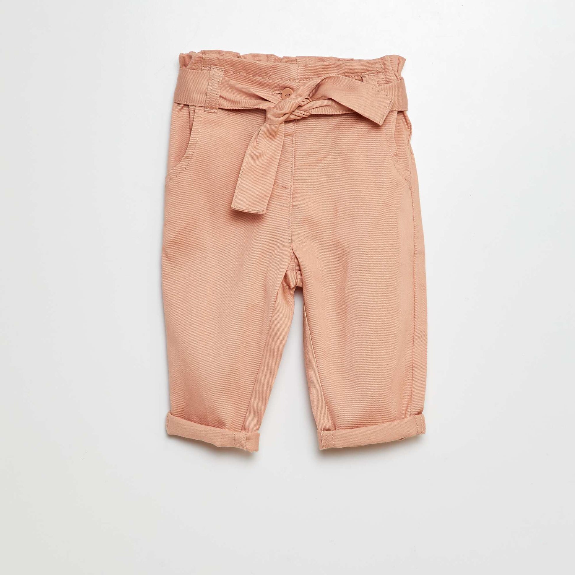 Pantalon paperbag avec taille ajustable ROSE CLAIR