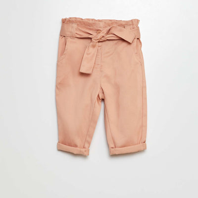 Pantalon paperbag avec taille ajustable ROSE CLAIR