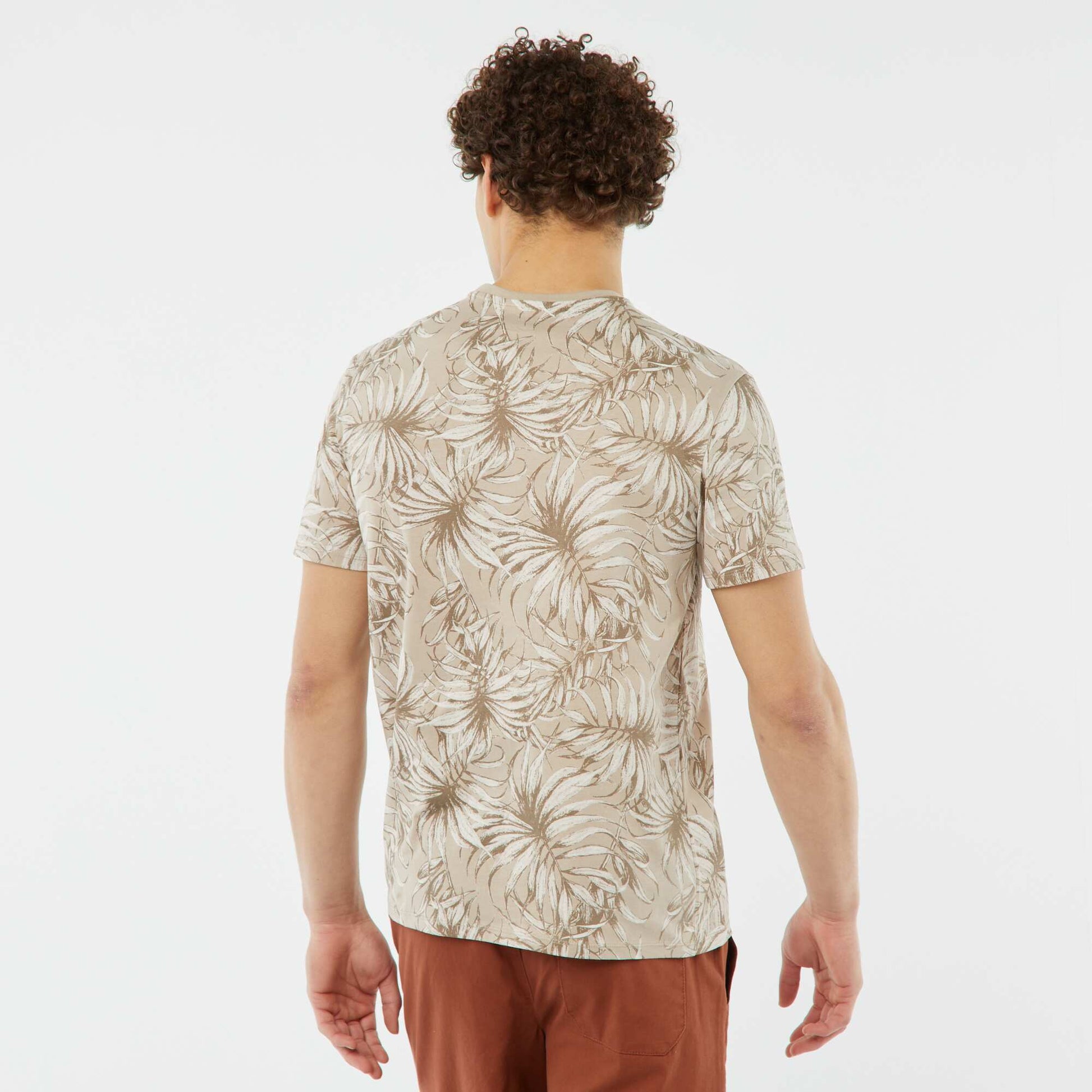 T-shirt imprimé manches courtes BEIGE FEUILLE