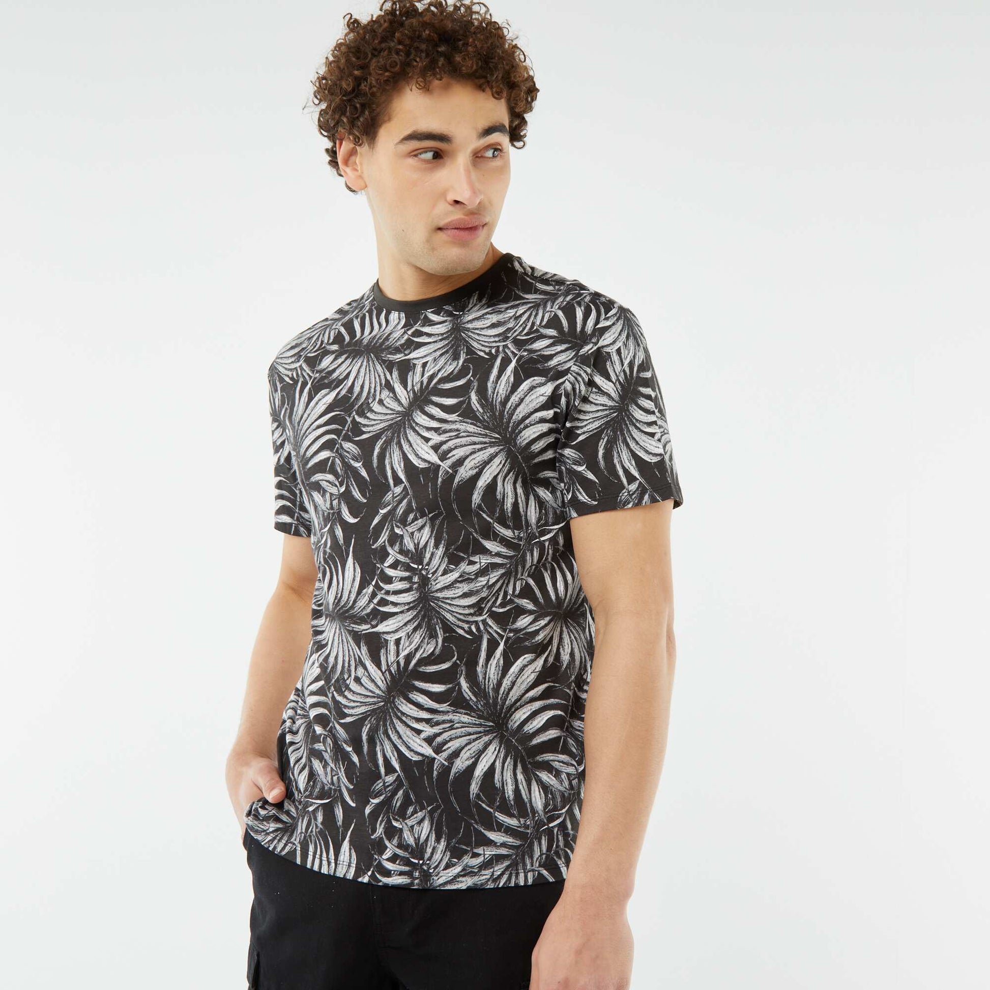 T-shirt imprimé manches courtes NOIR/BLANC