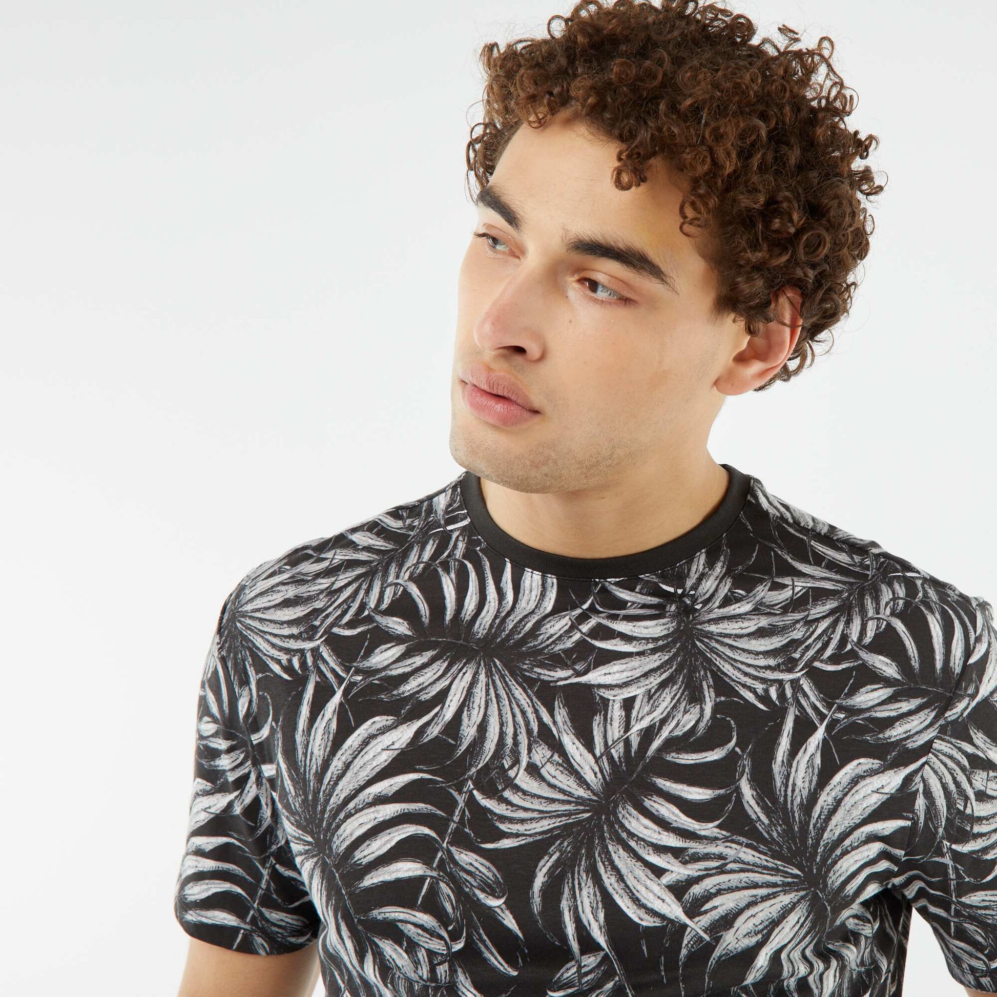 T-shirt imprimé manches courtes NOIR/BLANC