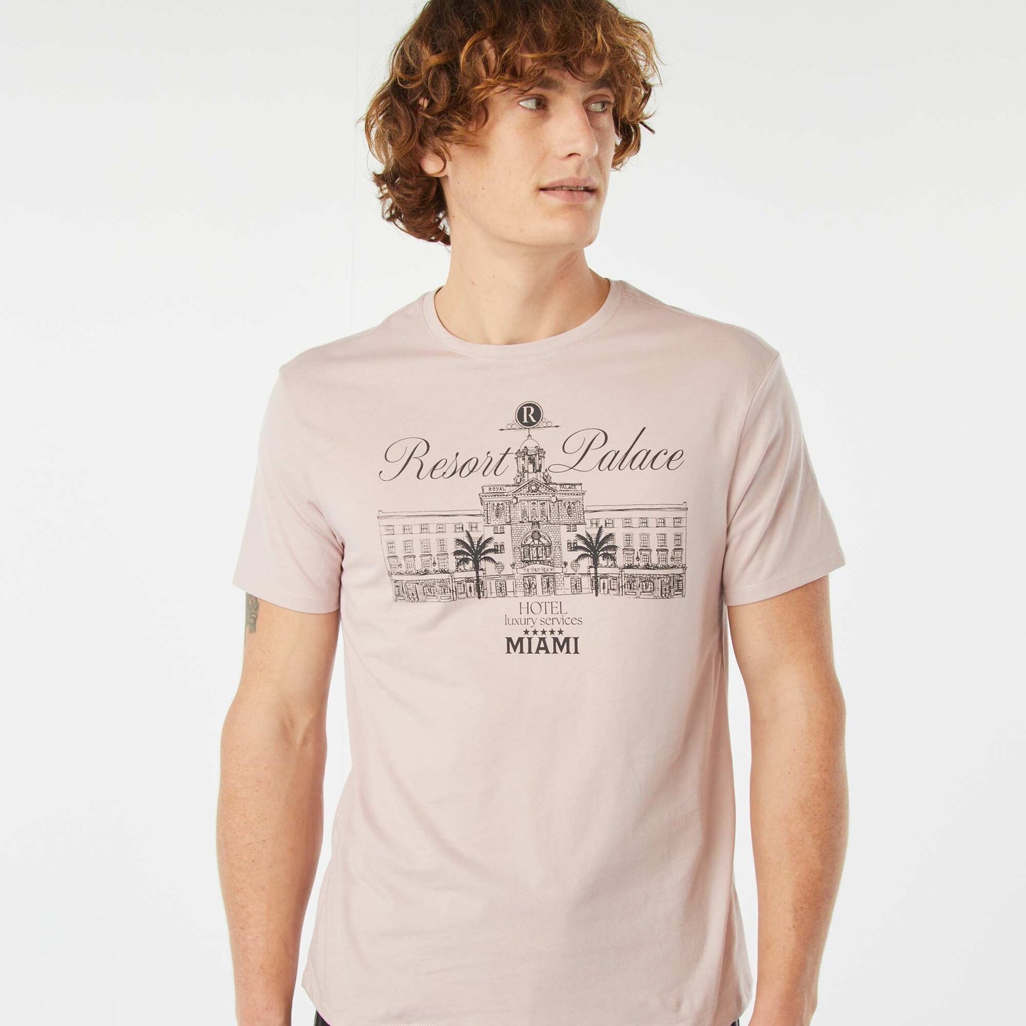 T-shirt imprimé manches courtes ROSE