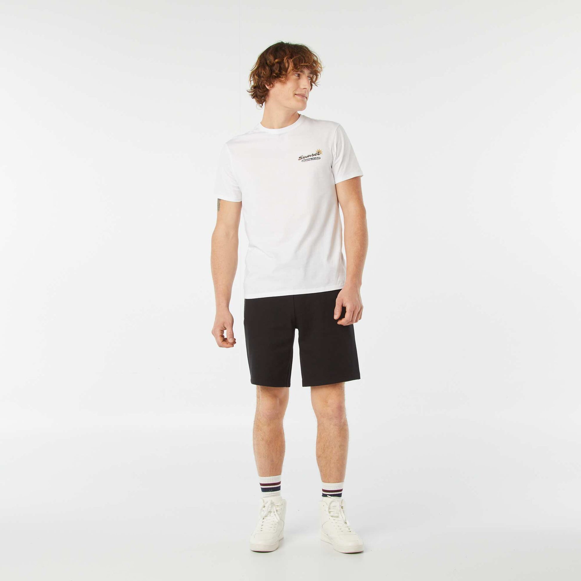T-shirt imprimé manches courtes BLANC