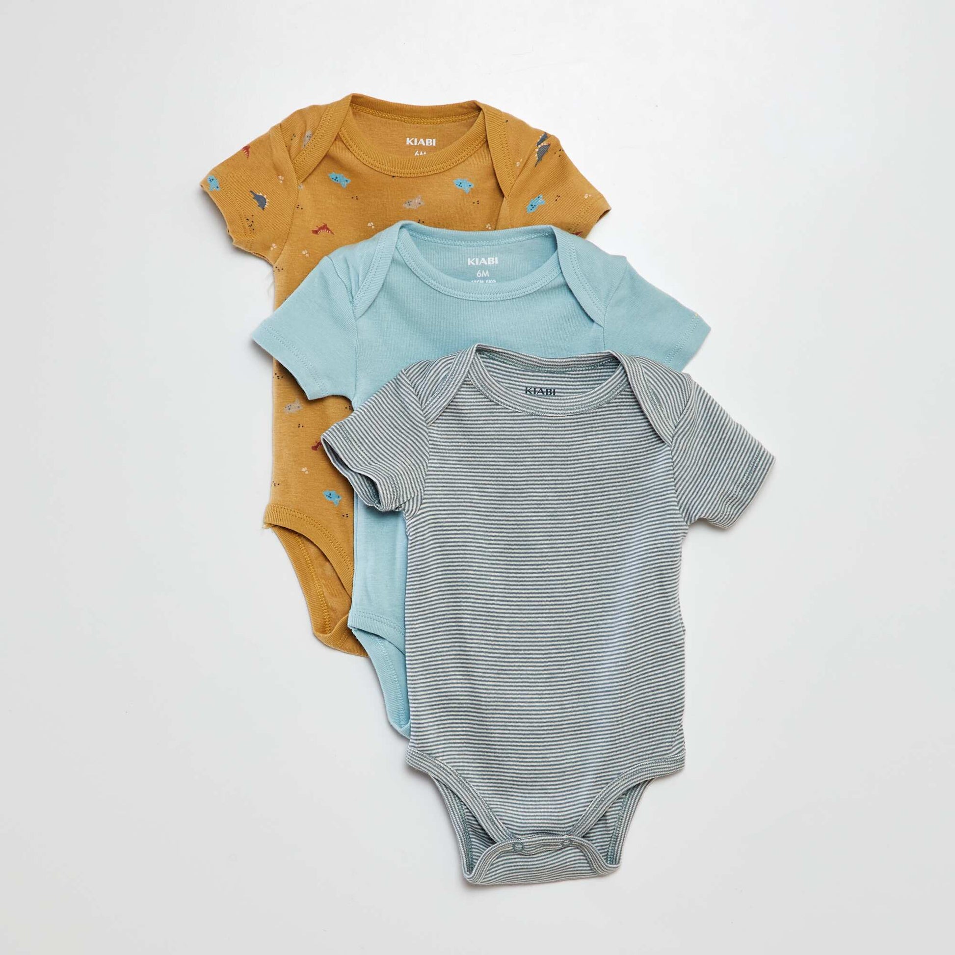 Bodies imprimés en coton - lot de 3 MARRON