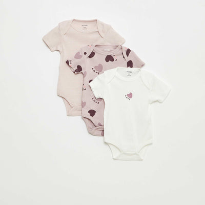 Bodies imprimés en coton - lot de 3 VIOLET