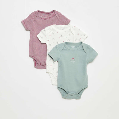 Bodies imprimés en coton - lot de 3 BLANC
