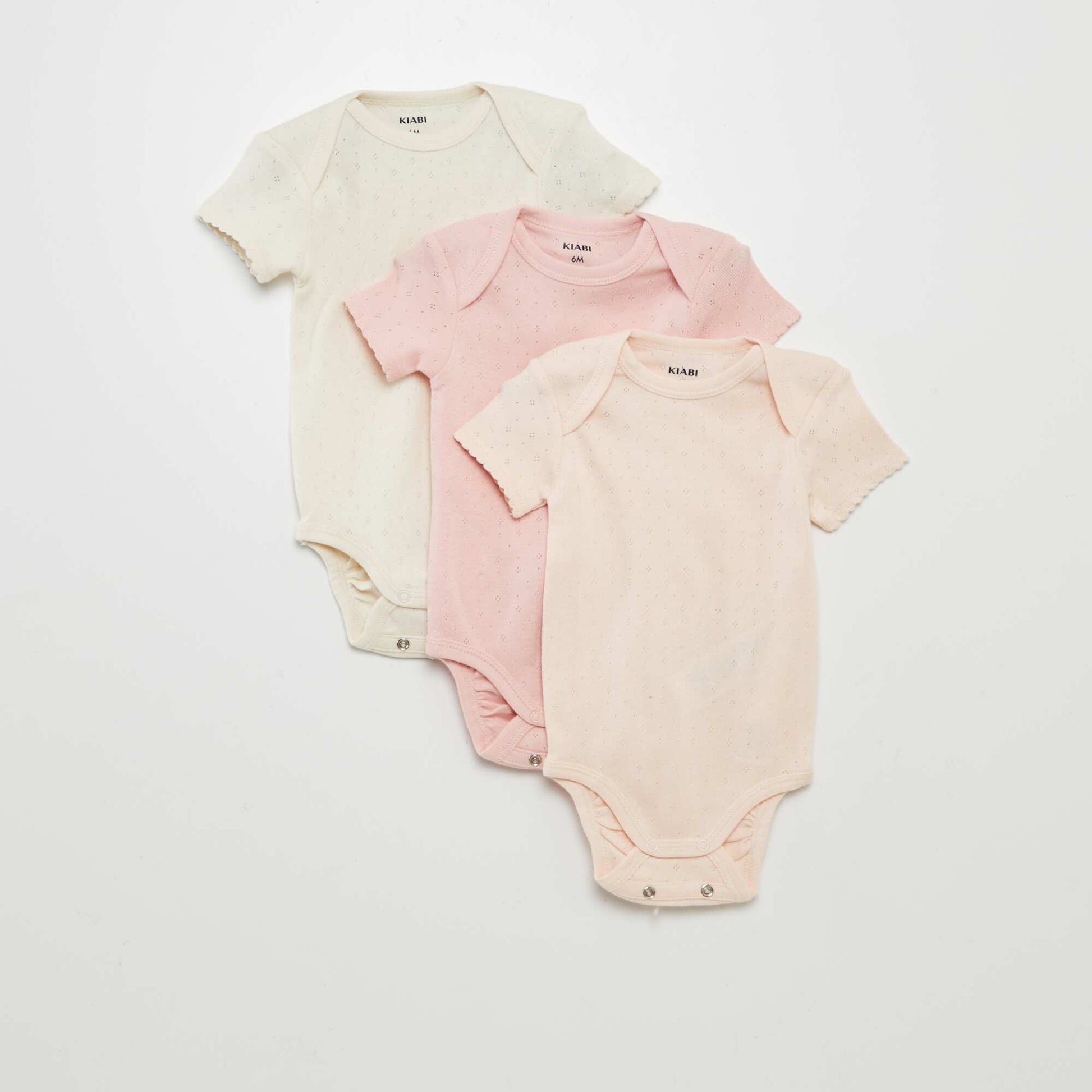 Bodies évolutif en maille unie - Lot de 3 ROSE
