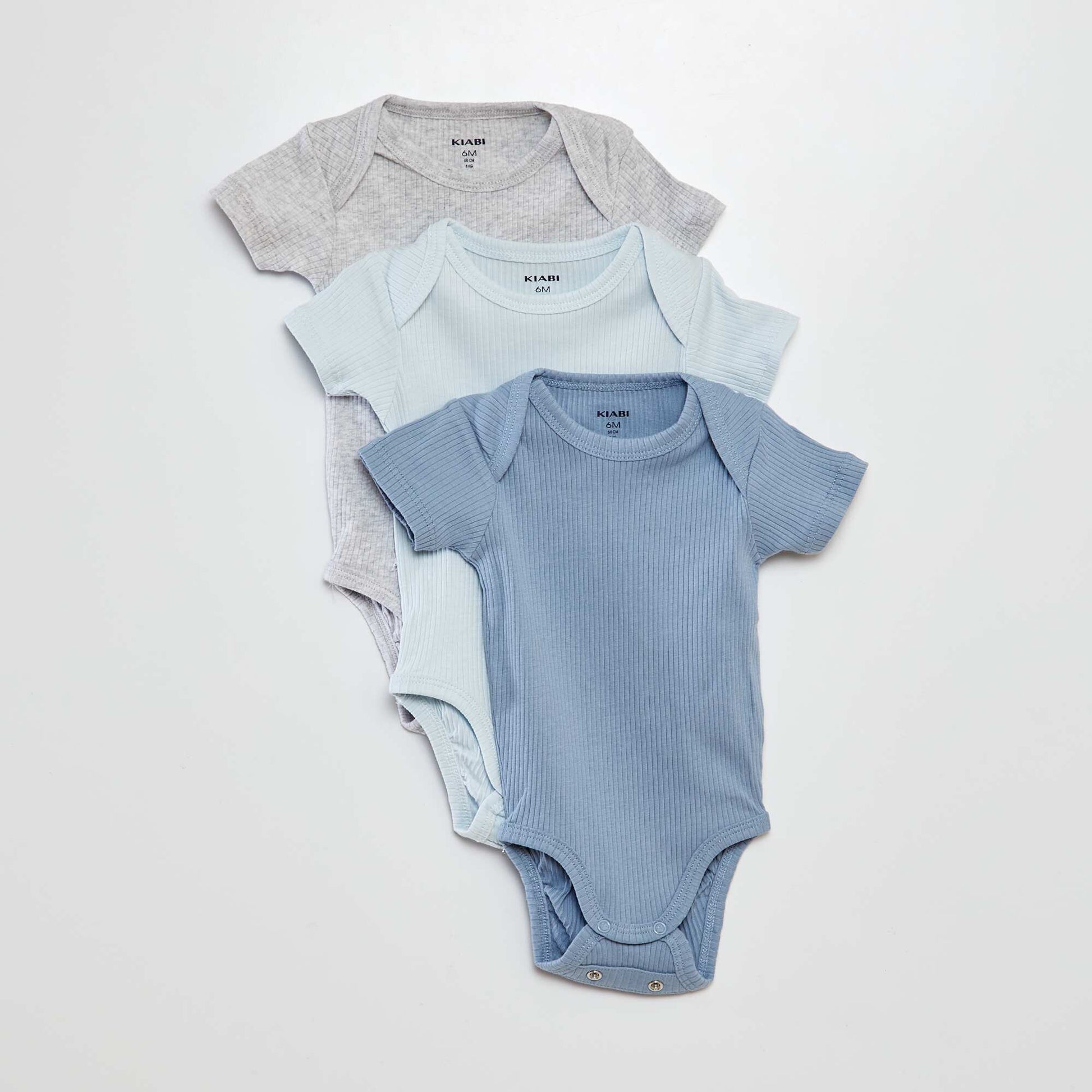 Bodies évolutif en maille unie - Lot de 3 BLEU