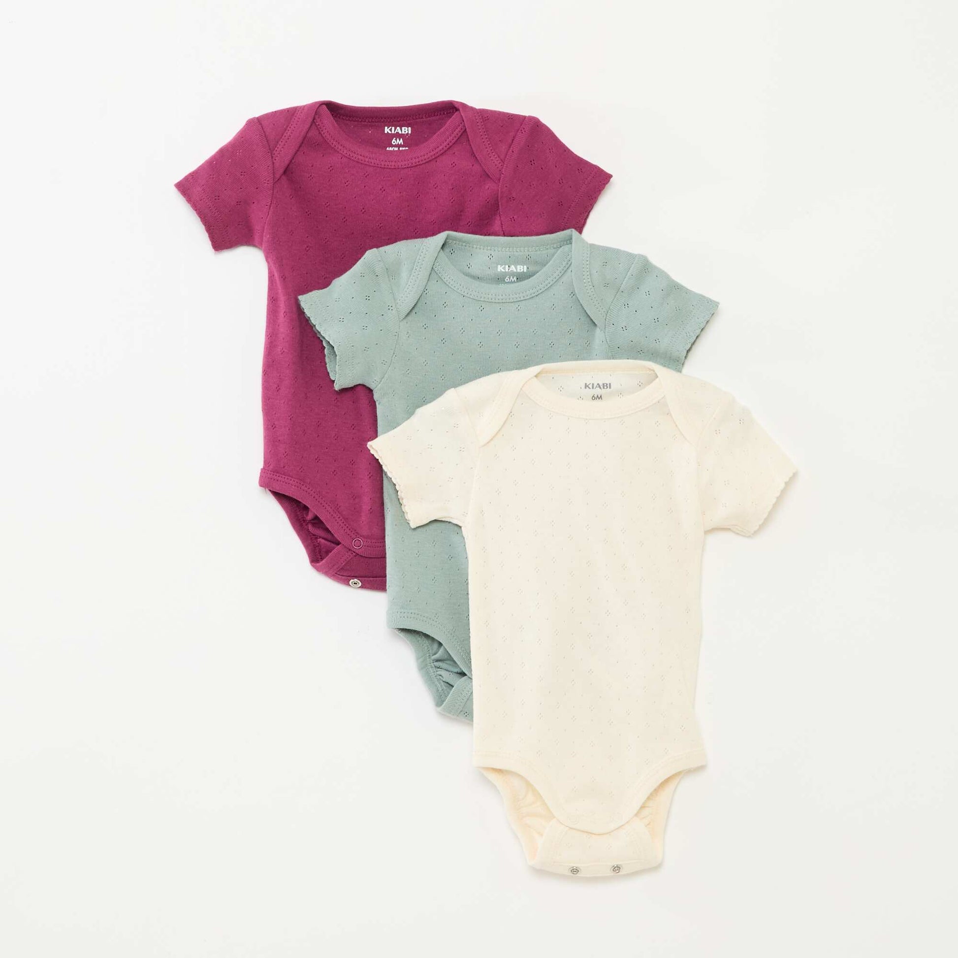 Bodies évolutif en maille unie - Lot de 3 ROSE/BLANC/BLEU