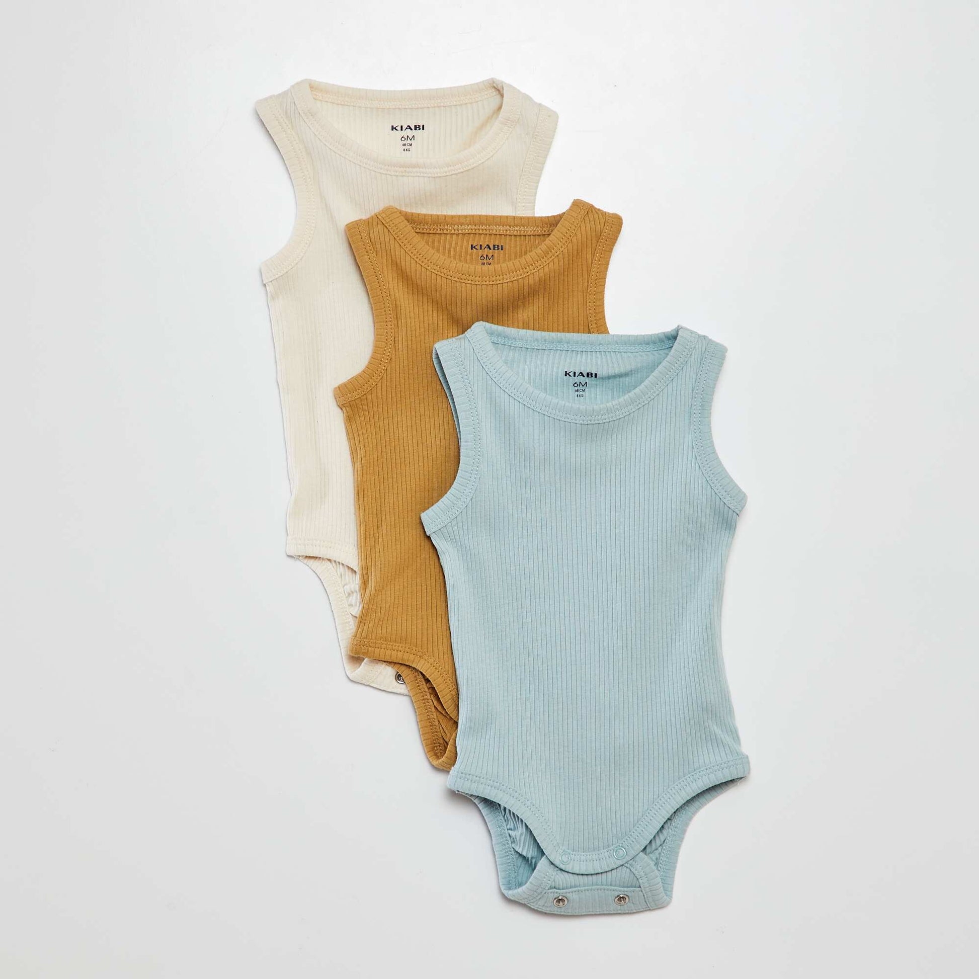 Lot de 3 bodies évolutifs à bretelles unis BEIGE