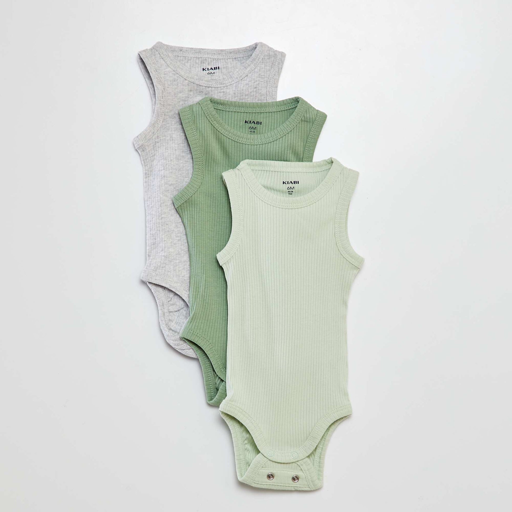 Lot de 3 bodies évolutifs à bretelles unis VERT