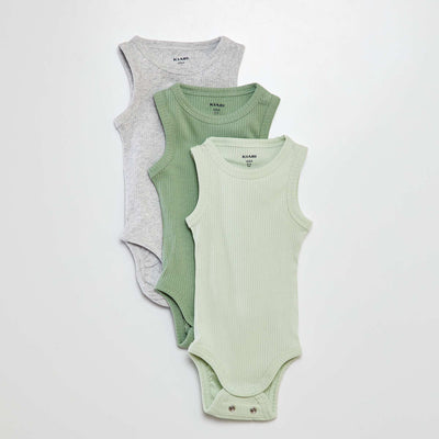 Lot de 3 bodies évolutifs à bretelles unis VERT