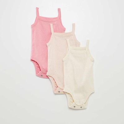 Bodies évolutifs à brettelles - lot de 3 ROSE