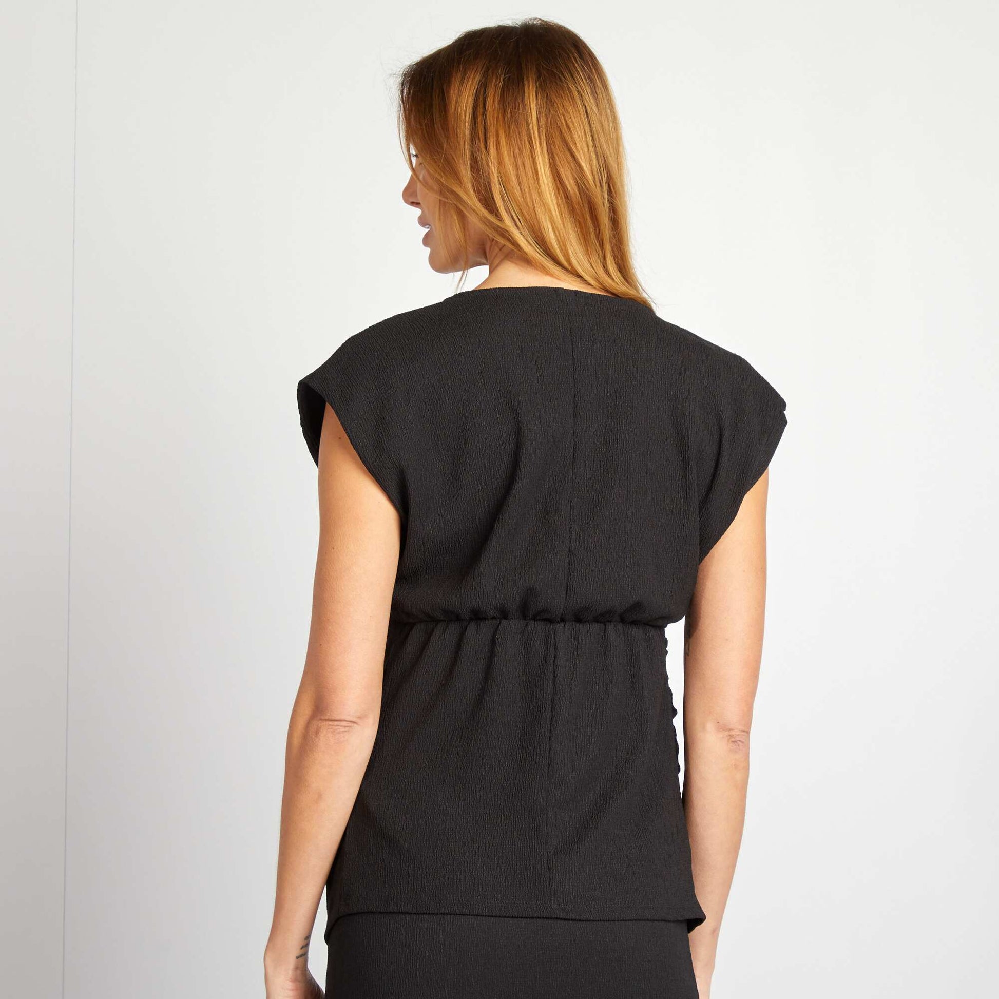 Top en maille crêpe NOIR