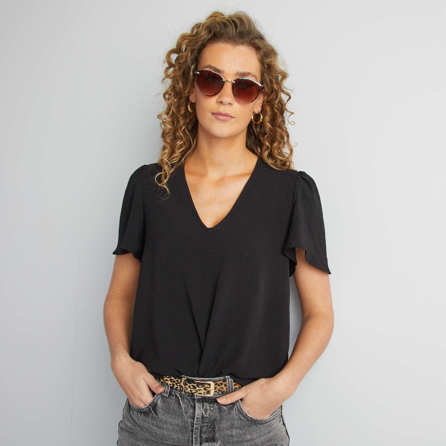 Blouse légère volante NOIR