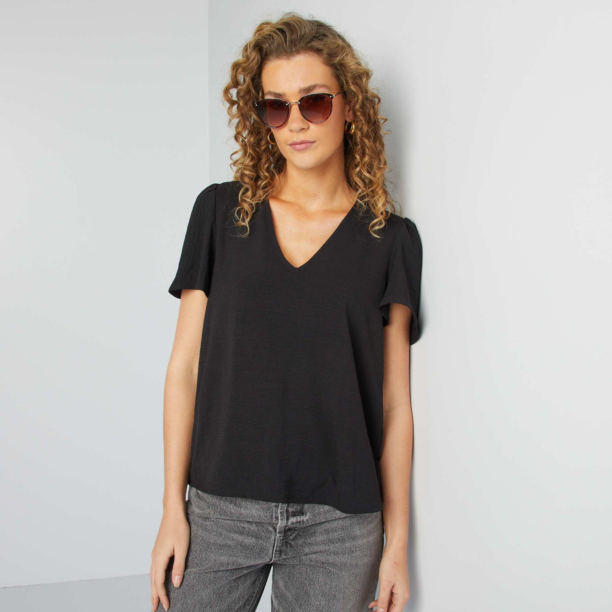 Blouse légère volante NOIR