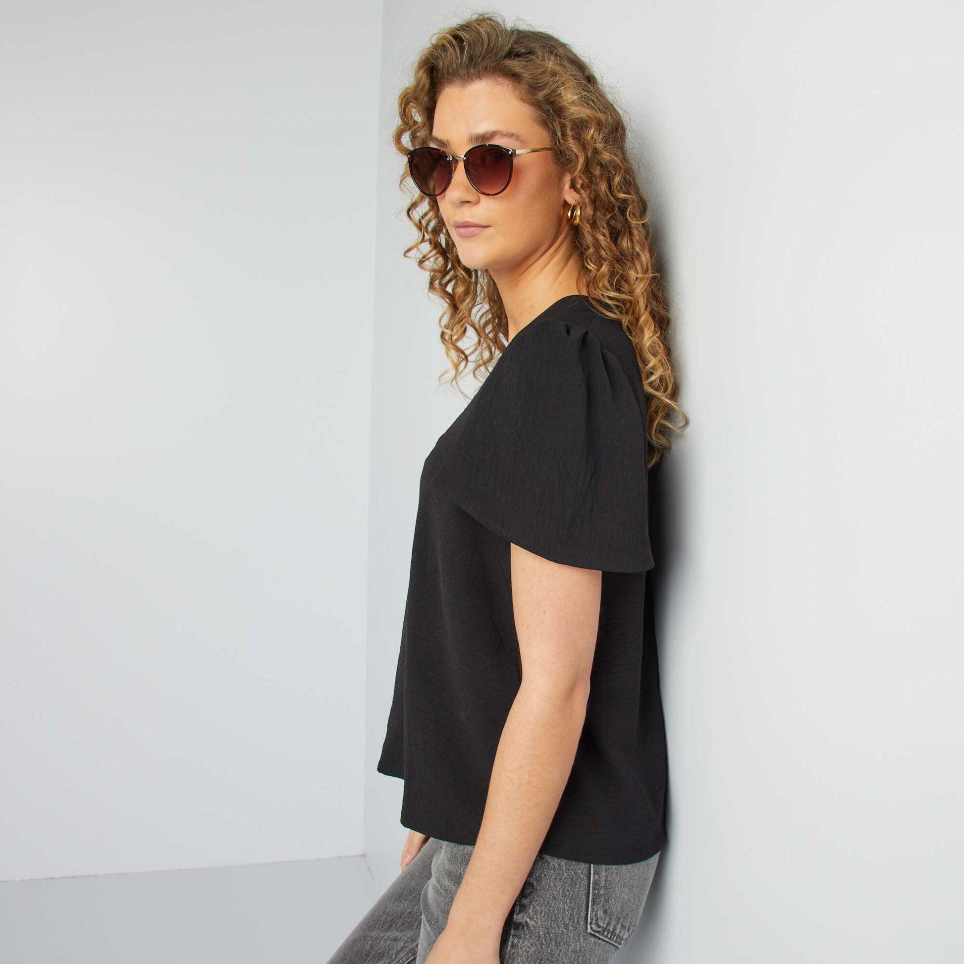 Blouse légère volante NOIR