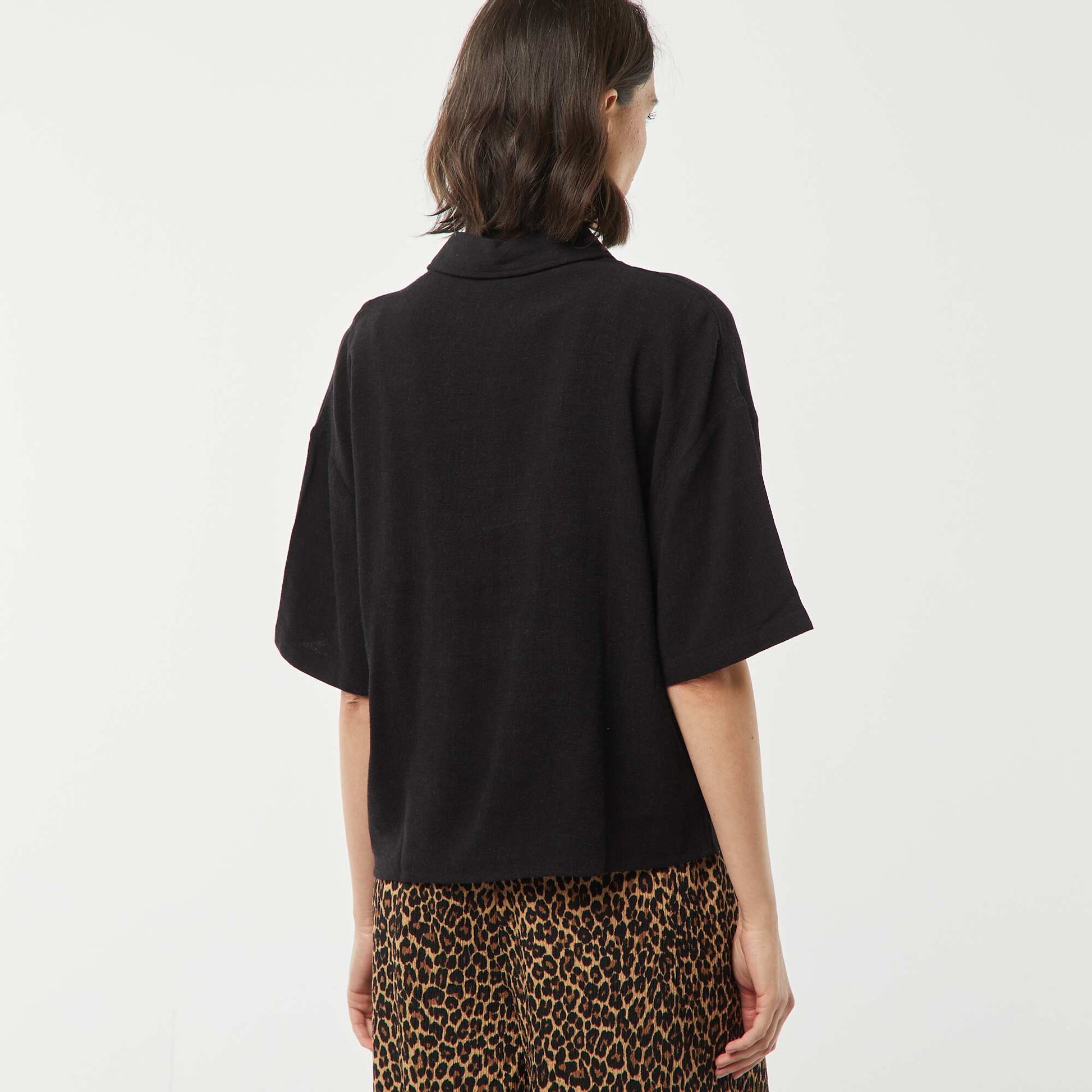 Chemisier oversize en lin NOIR