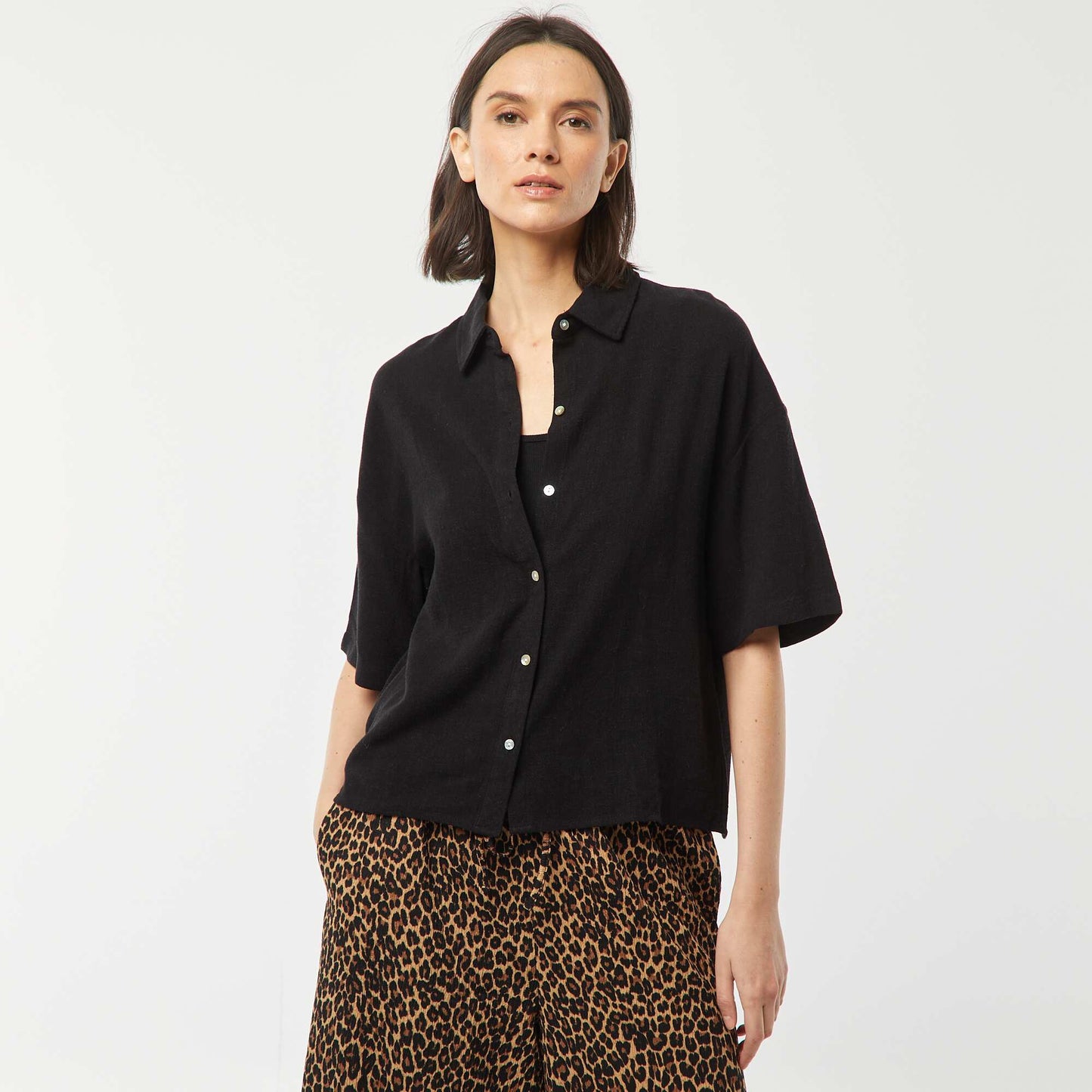 Chemisier oversize en lin NOIR