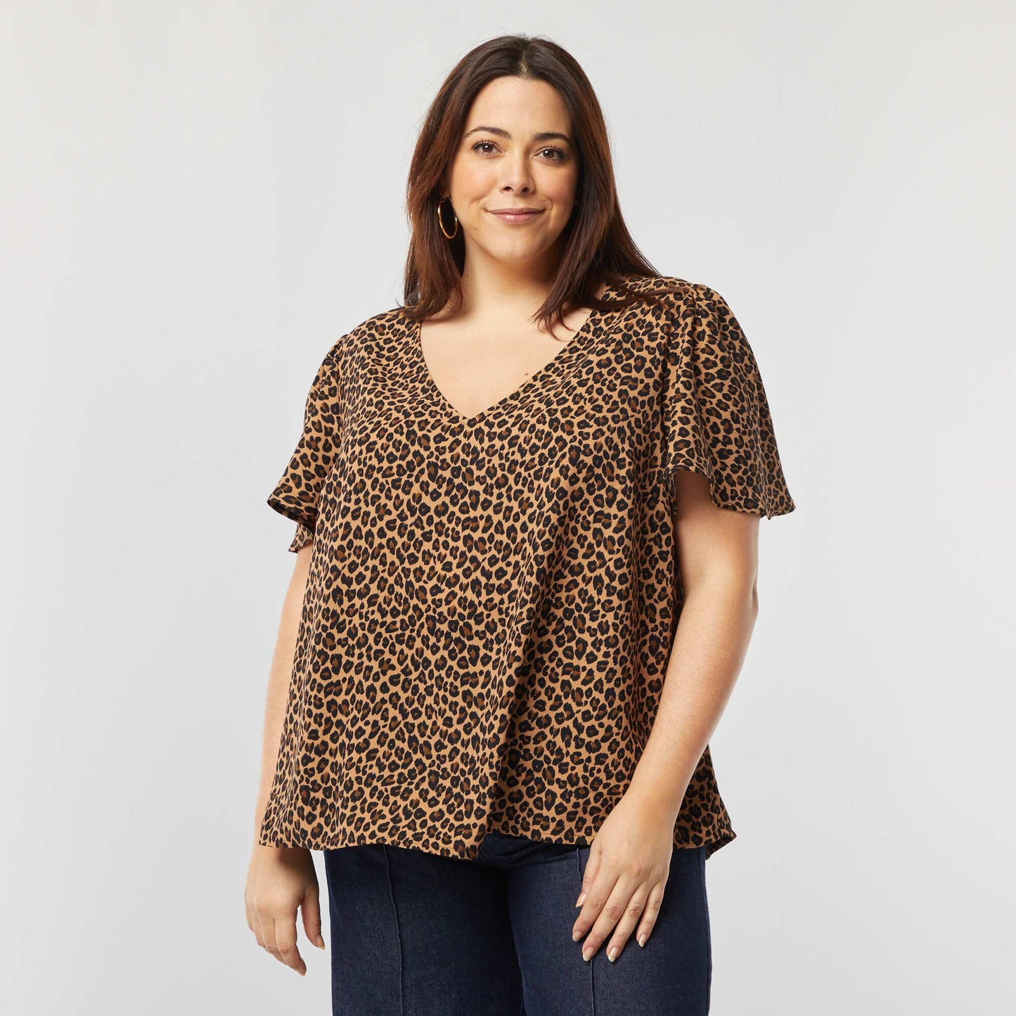 Blouse uni manches courtes BEIGE