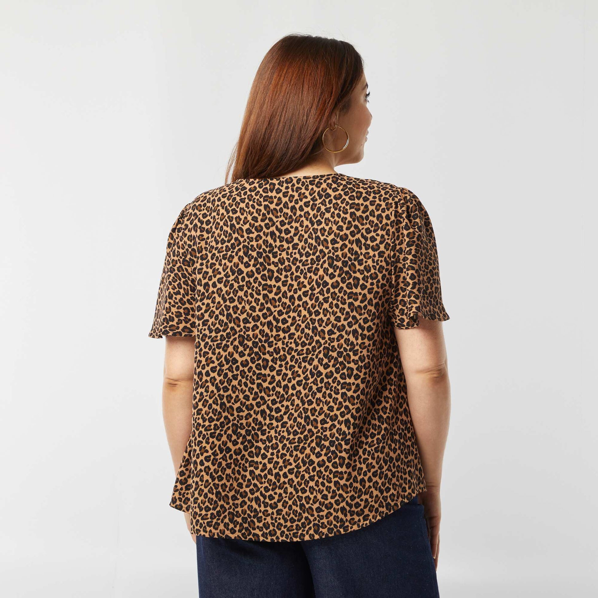 Blouse uni manches courtes BEIGE