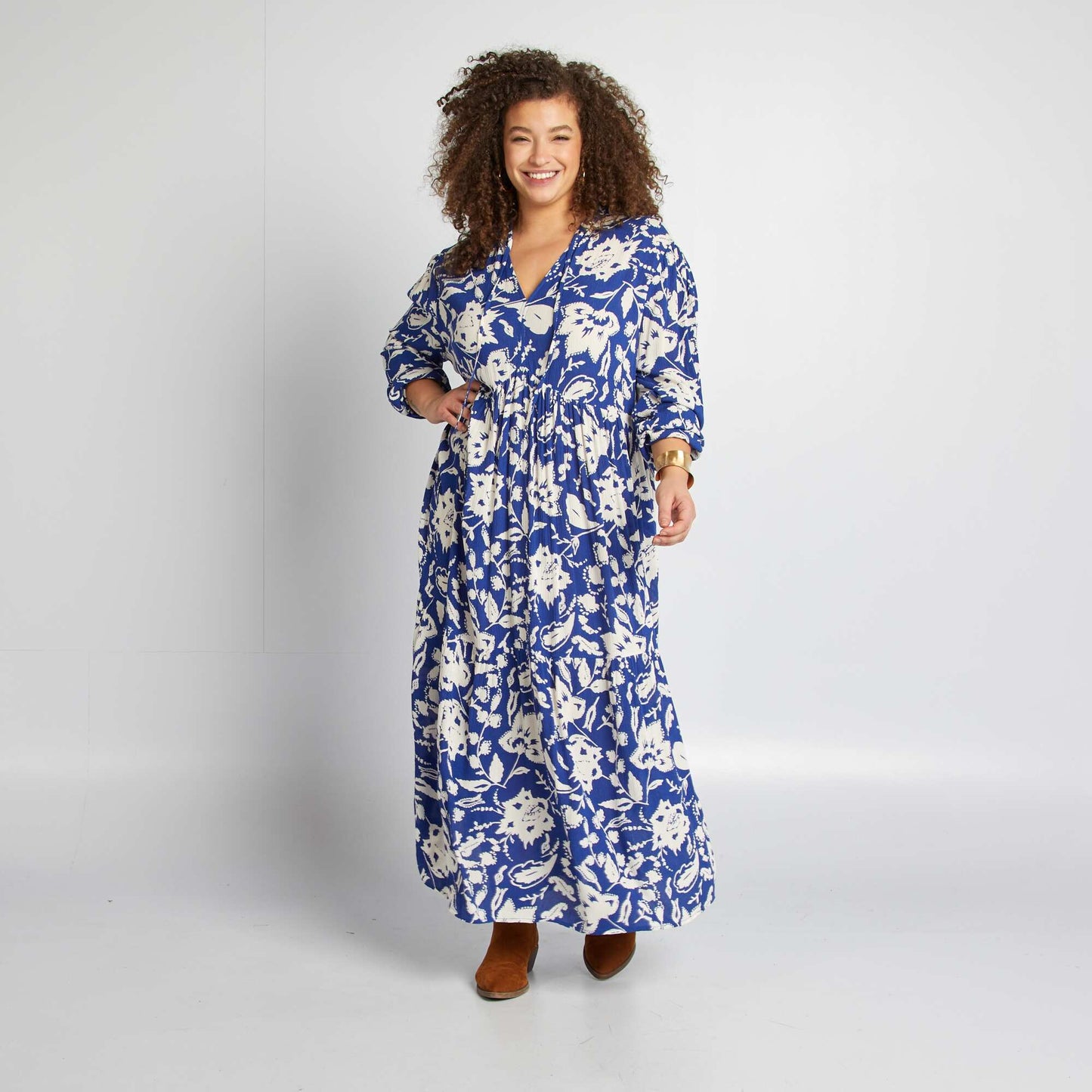 Robe longue à motif BLEU