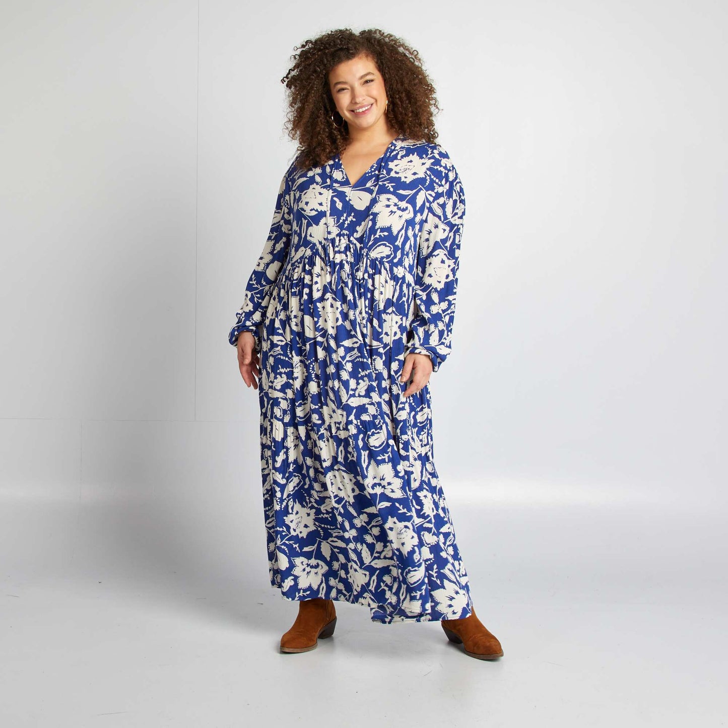 Robe longue à motif BLEU