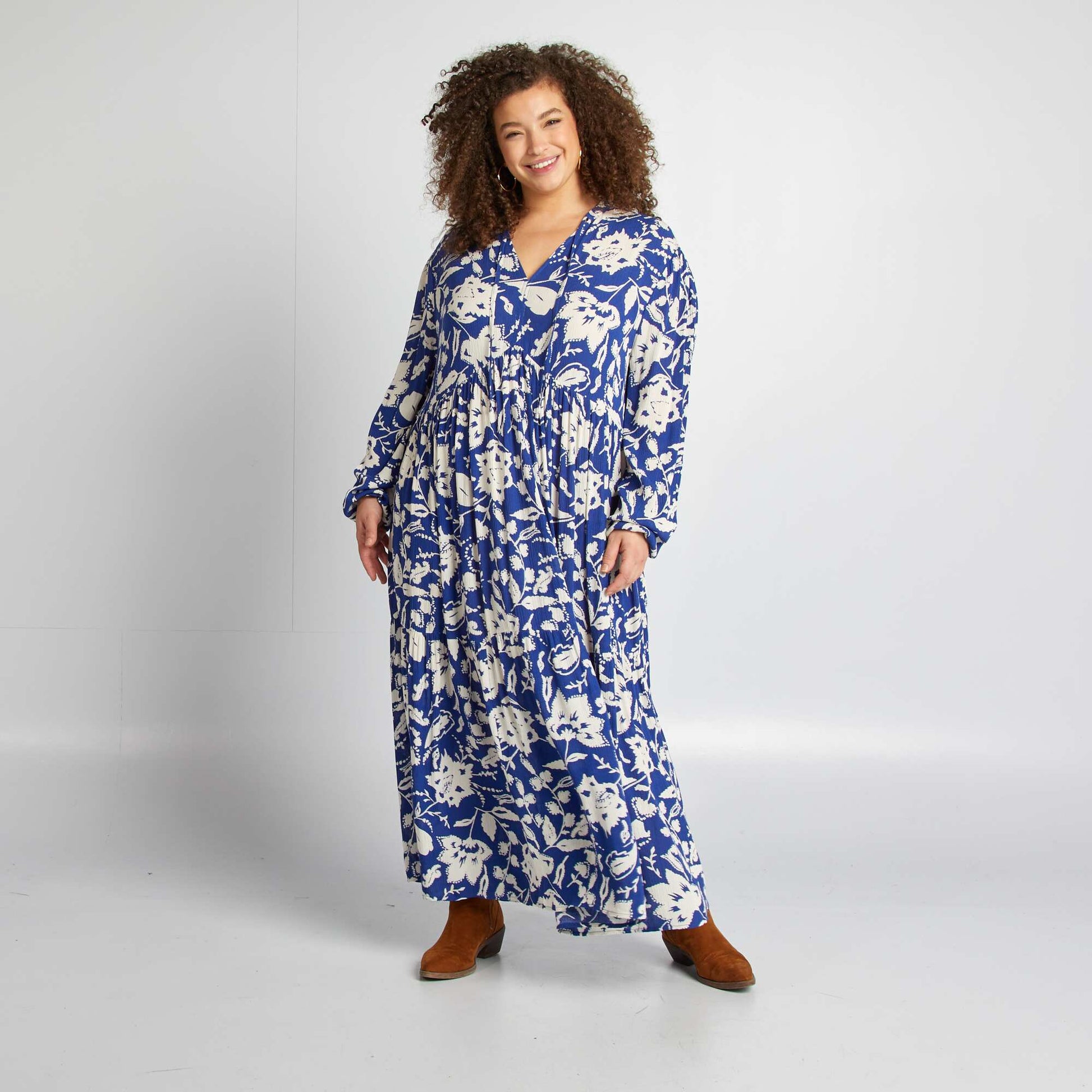 Robe longue à motif BLEU