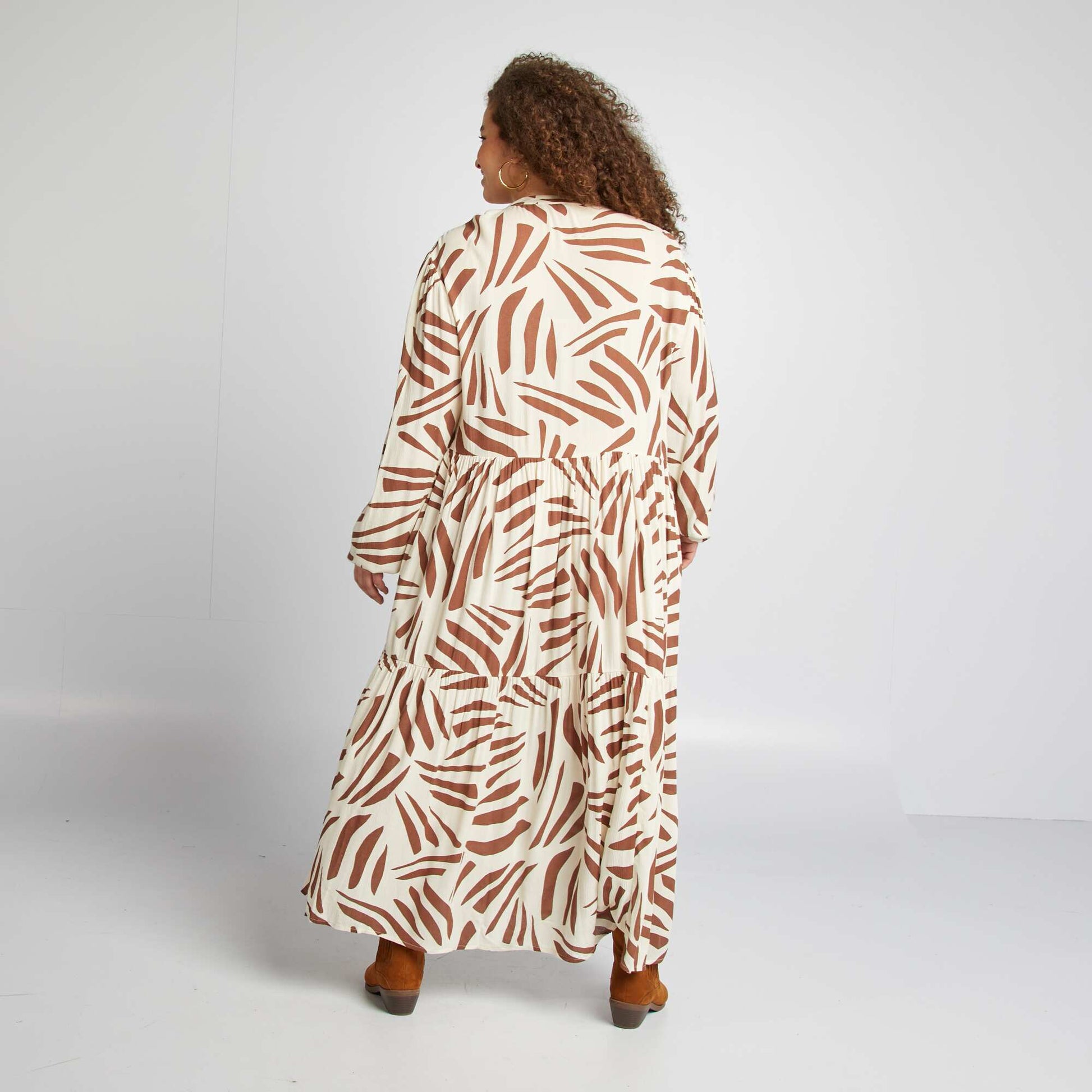 Robe longue à motif BEIGE