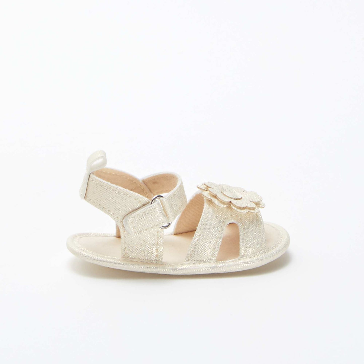 Sandales à scratch irisées avec détail fleur BEIGE