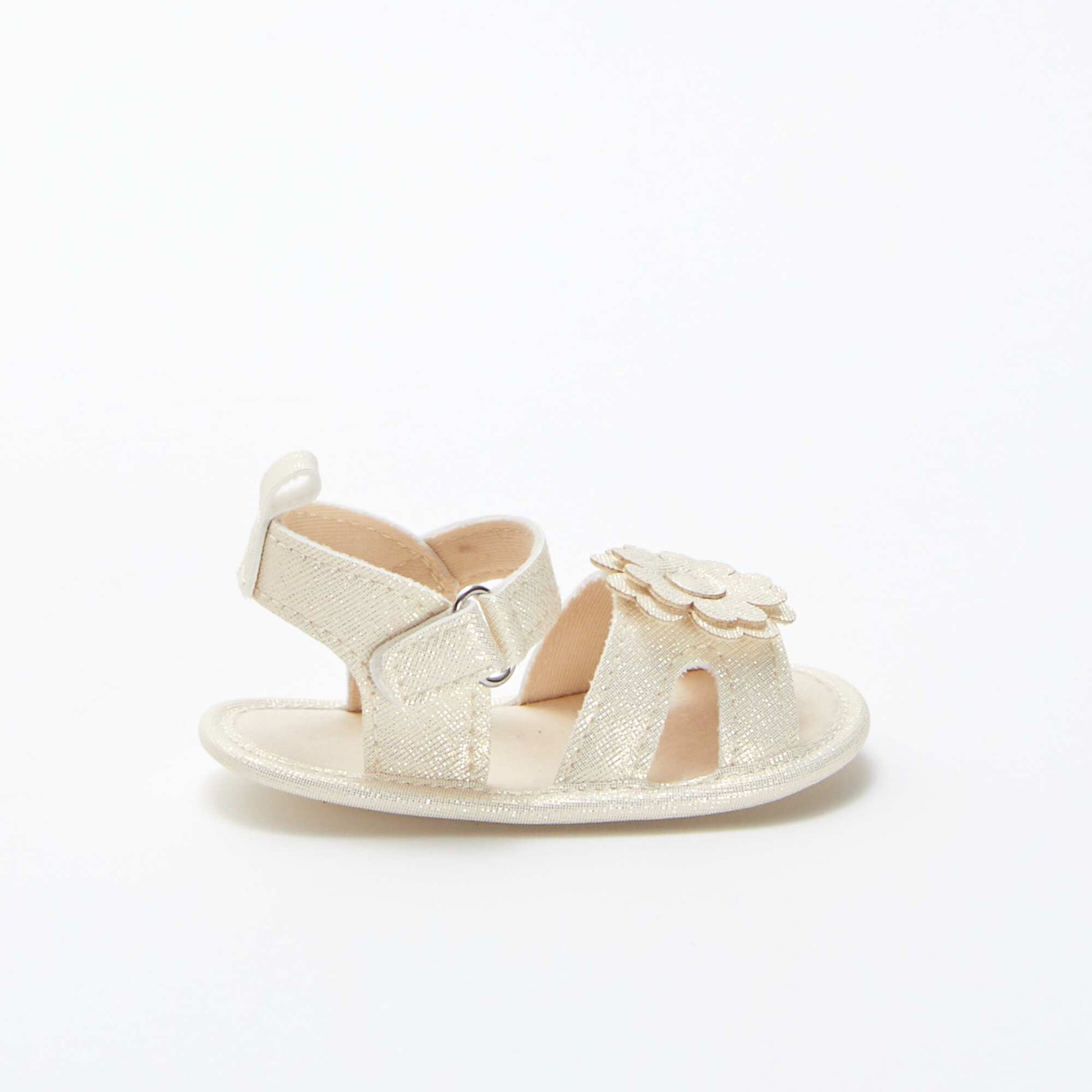 Sandales à scratch irisées avec détail fleur BEIGE
