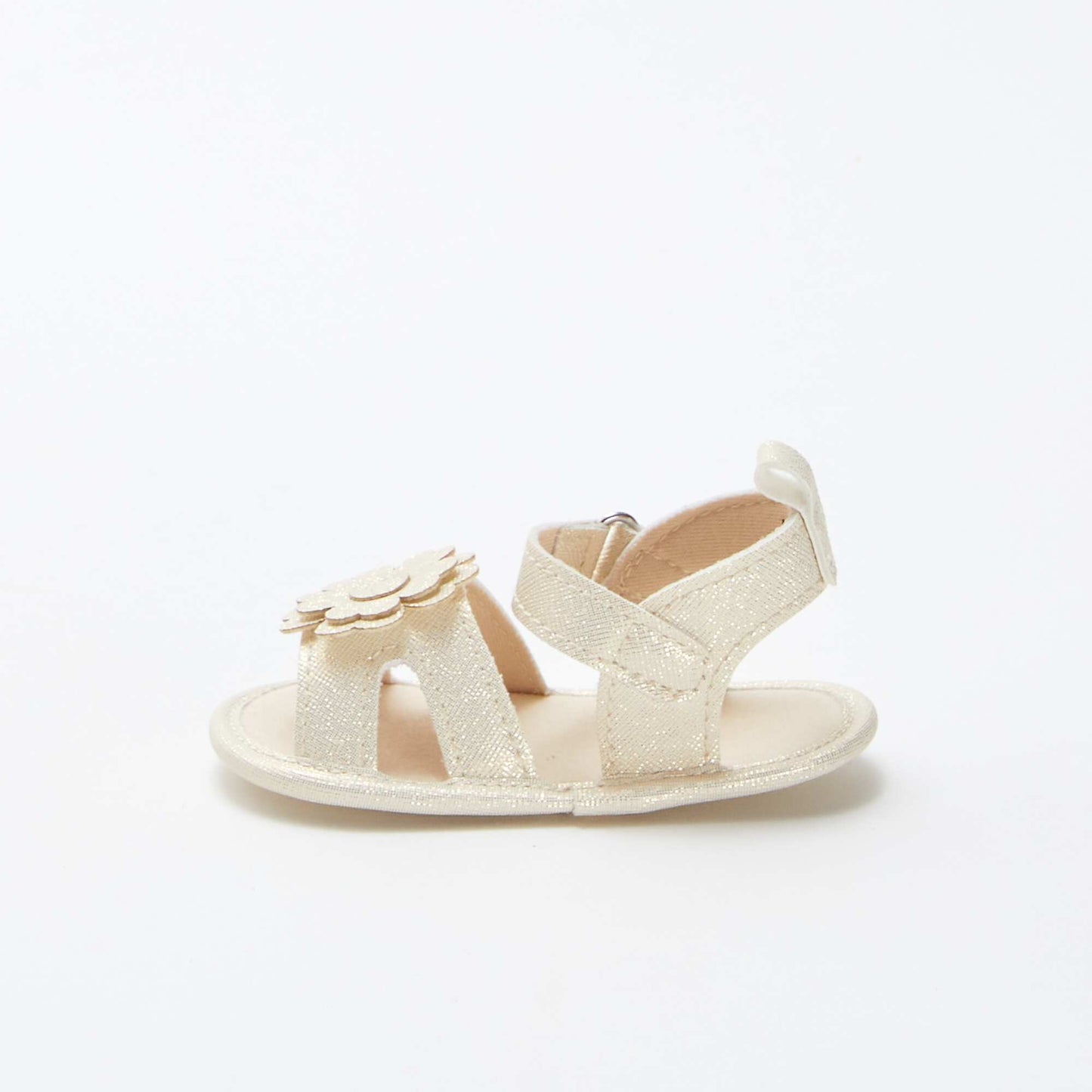 Sandales à scratch irisées avec détail fleur BEIGE