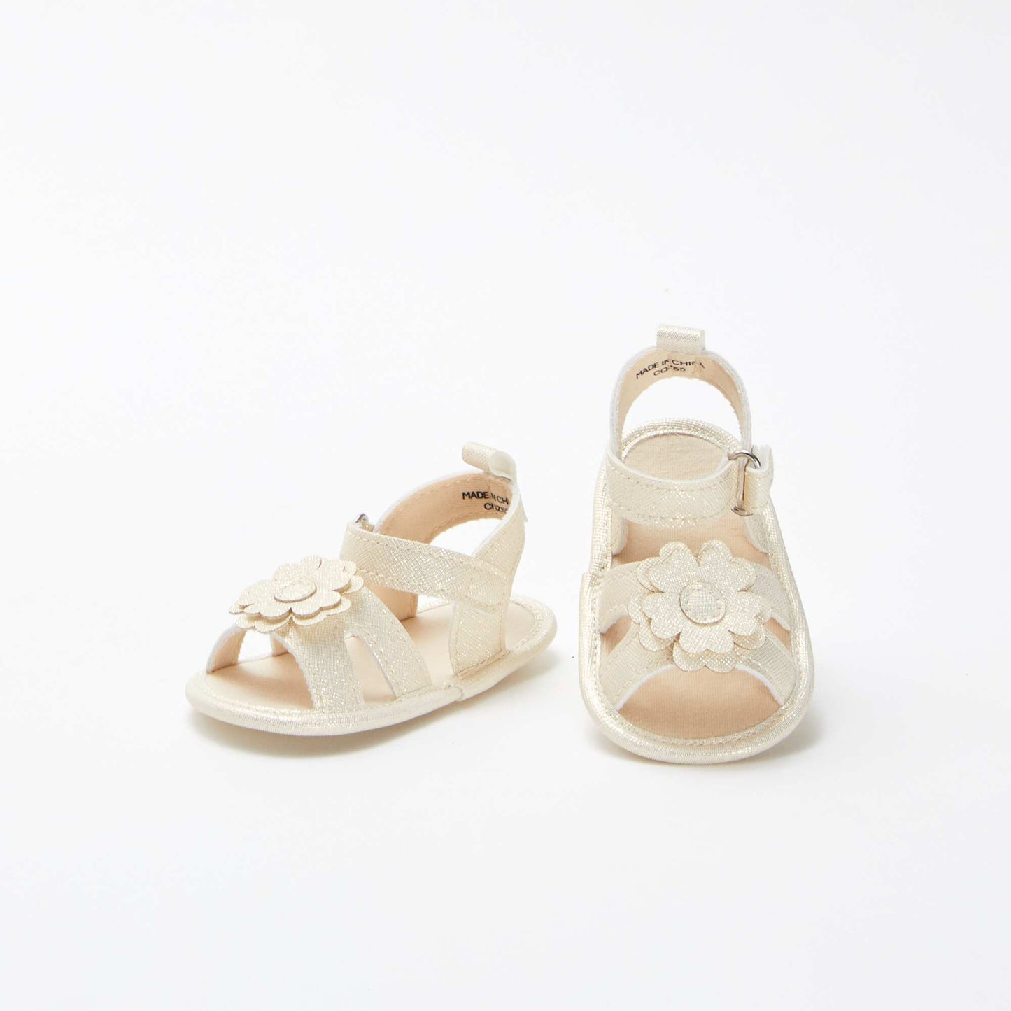 Sandales à scratch irisées avec détail fleur BEIGE
