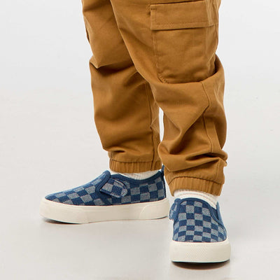 Baskets slip-on à carreaux BLEU