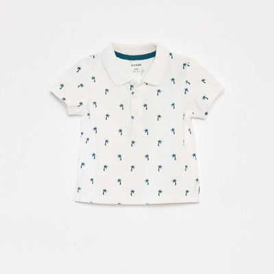 Polo manches courtes en piqué de coton BLANC