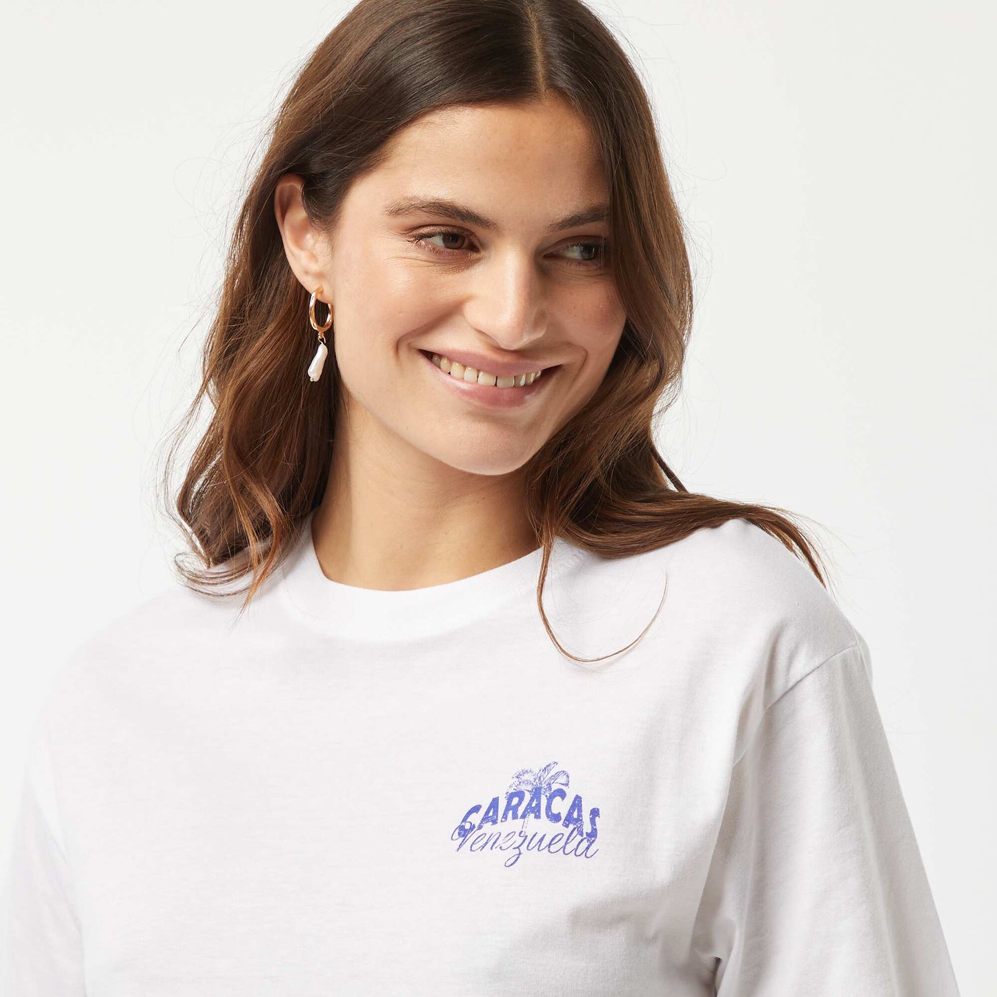 T-shirt en jersey manches courtes imprimé BLANC/BLEU