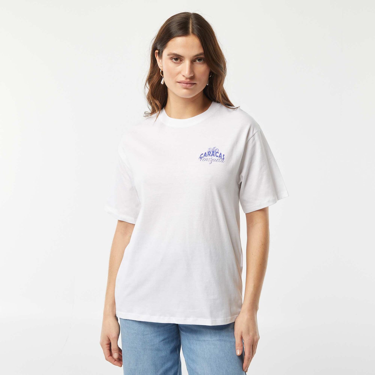 T-shirt en jersey manches courtes imprimé BLANC/BLEU