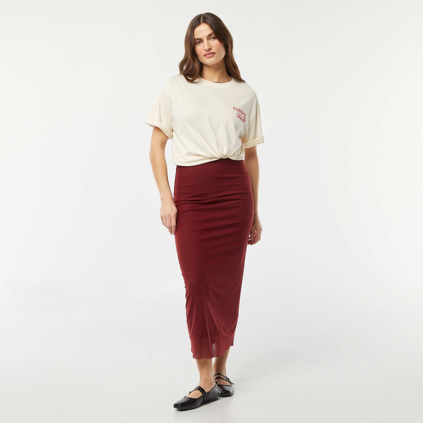T-shirt en jersey manches courtes imprimé BEIGE