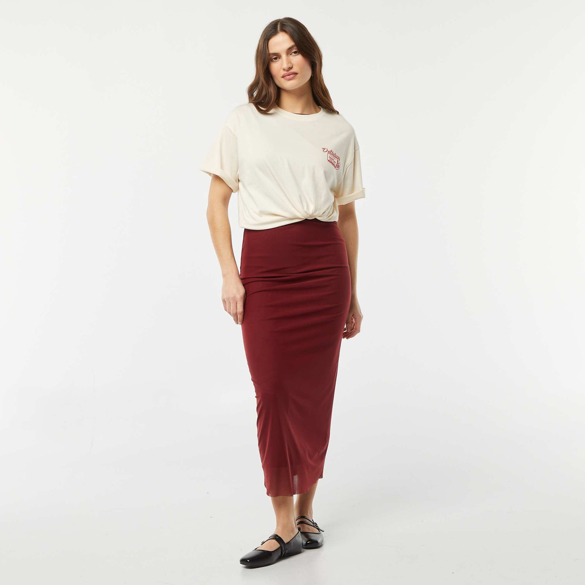 T-shirt en jersey manches courtes imprimé BEIGE